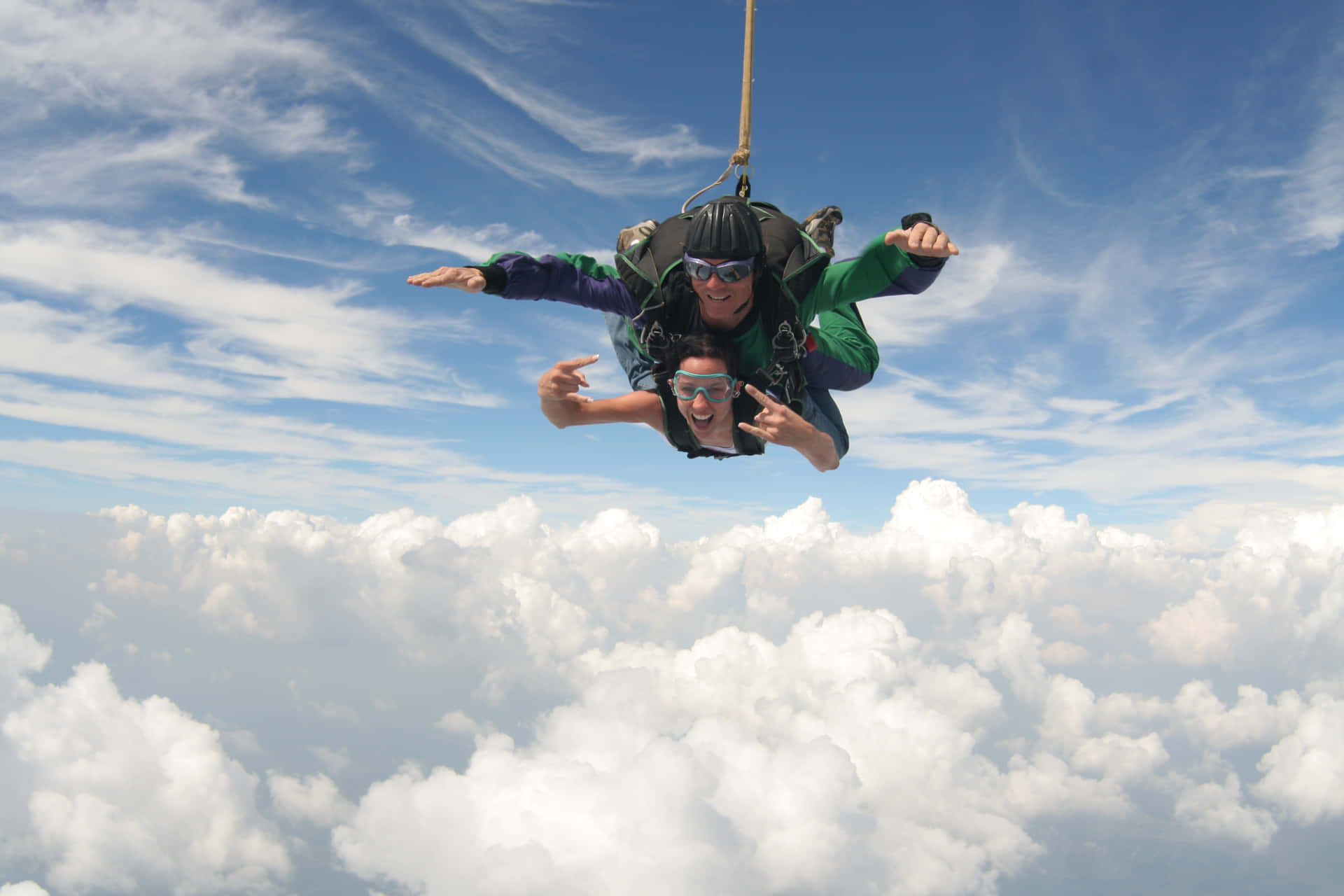 Couple Tandem Skydiving Background