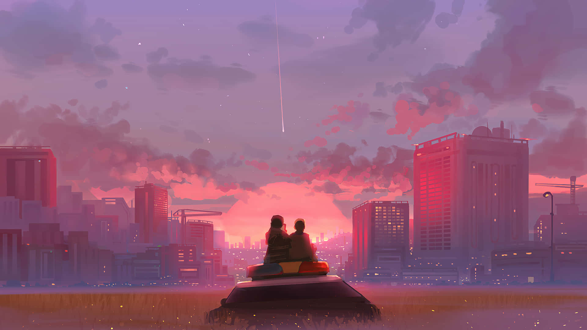 Couple Waiting For The Sun To Rise Background