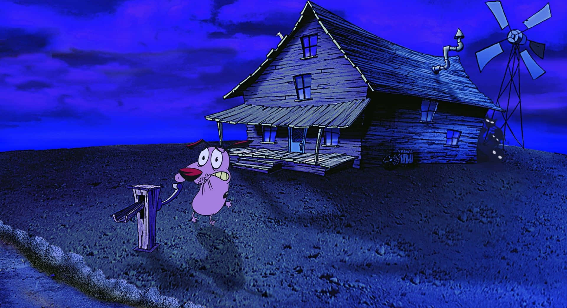 Courage The Cowardly Dog Protects His Beloved Owners.