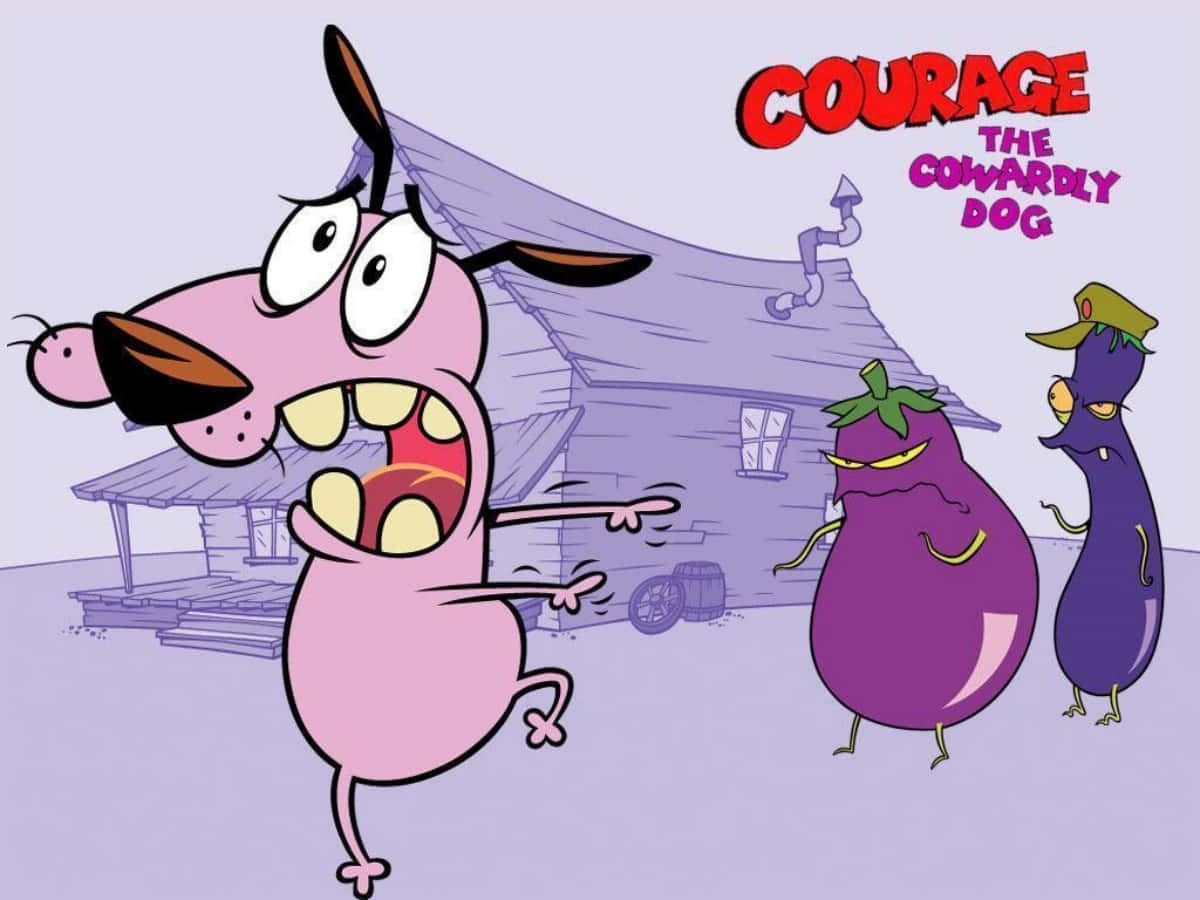 Courage The Cowardly Dog With Eggplant Background