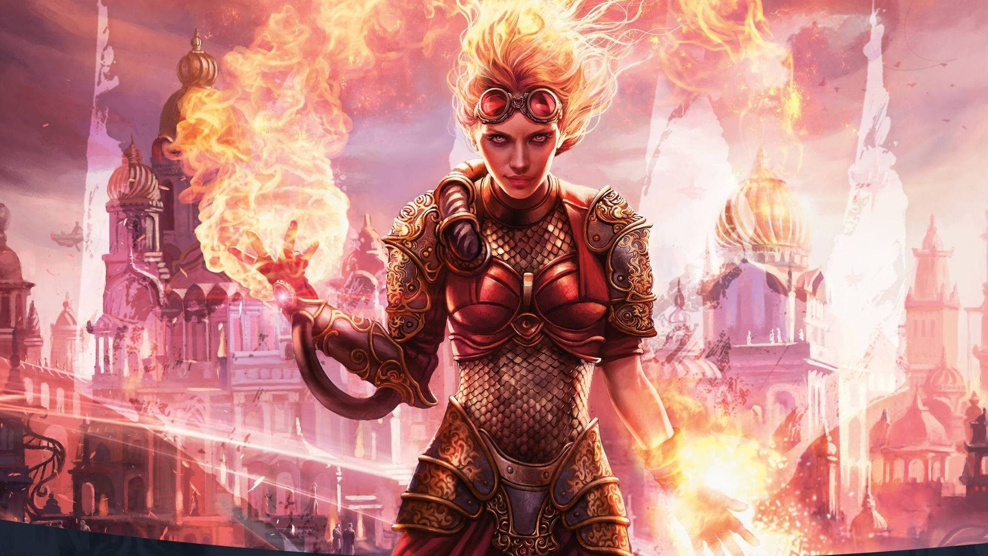 Courageous Fire Girl In Action Background