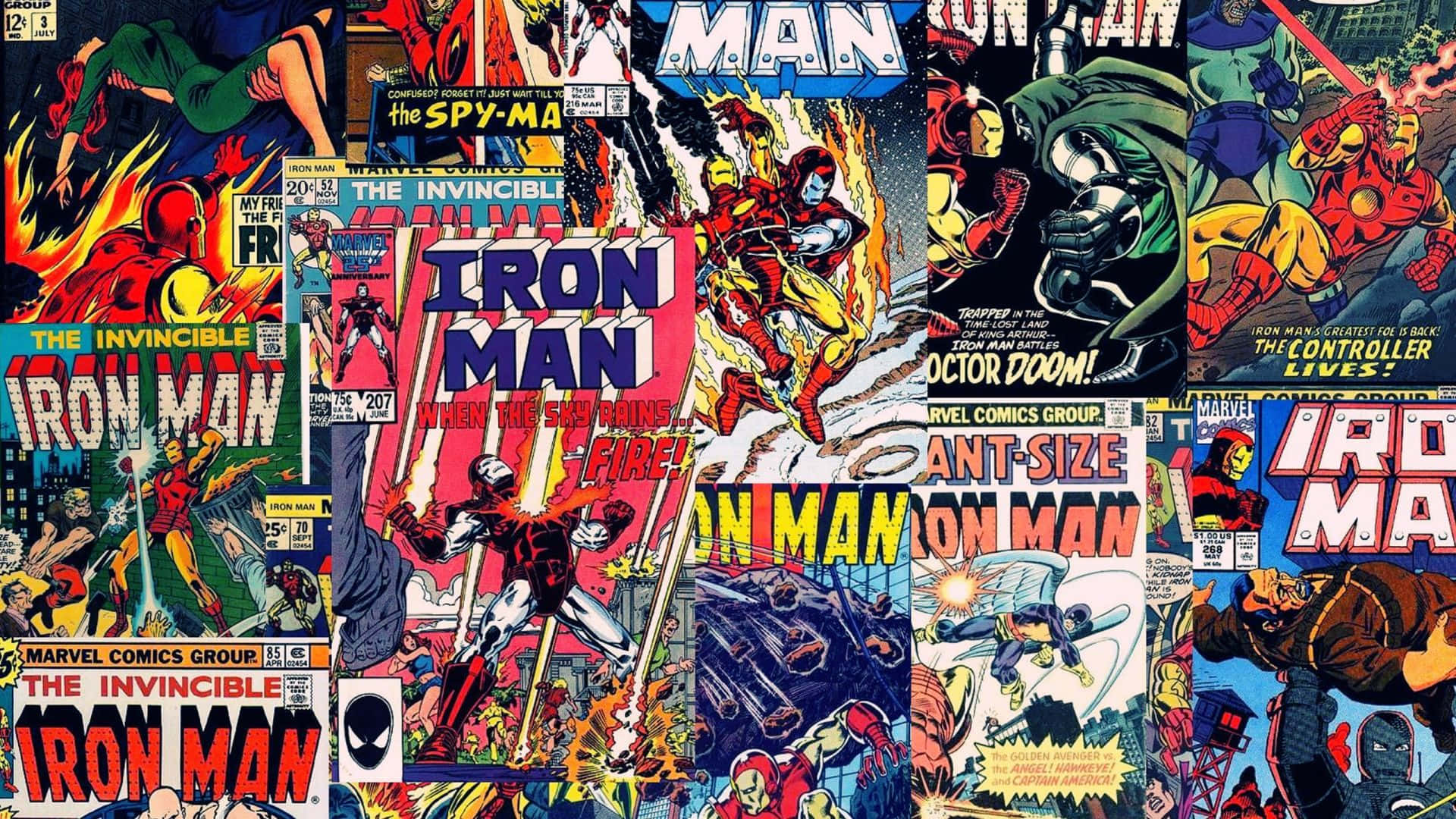 Cover Art Of Ironman Superhero Collage Background