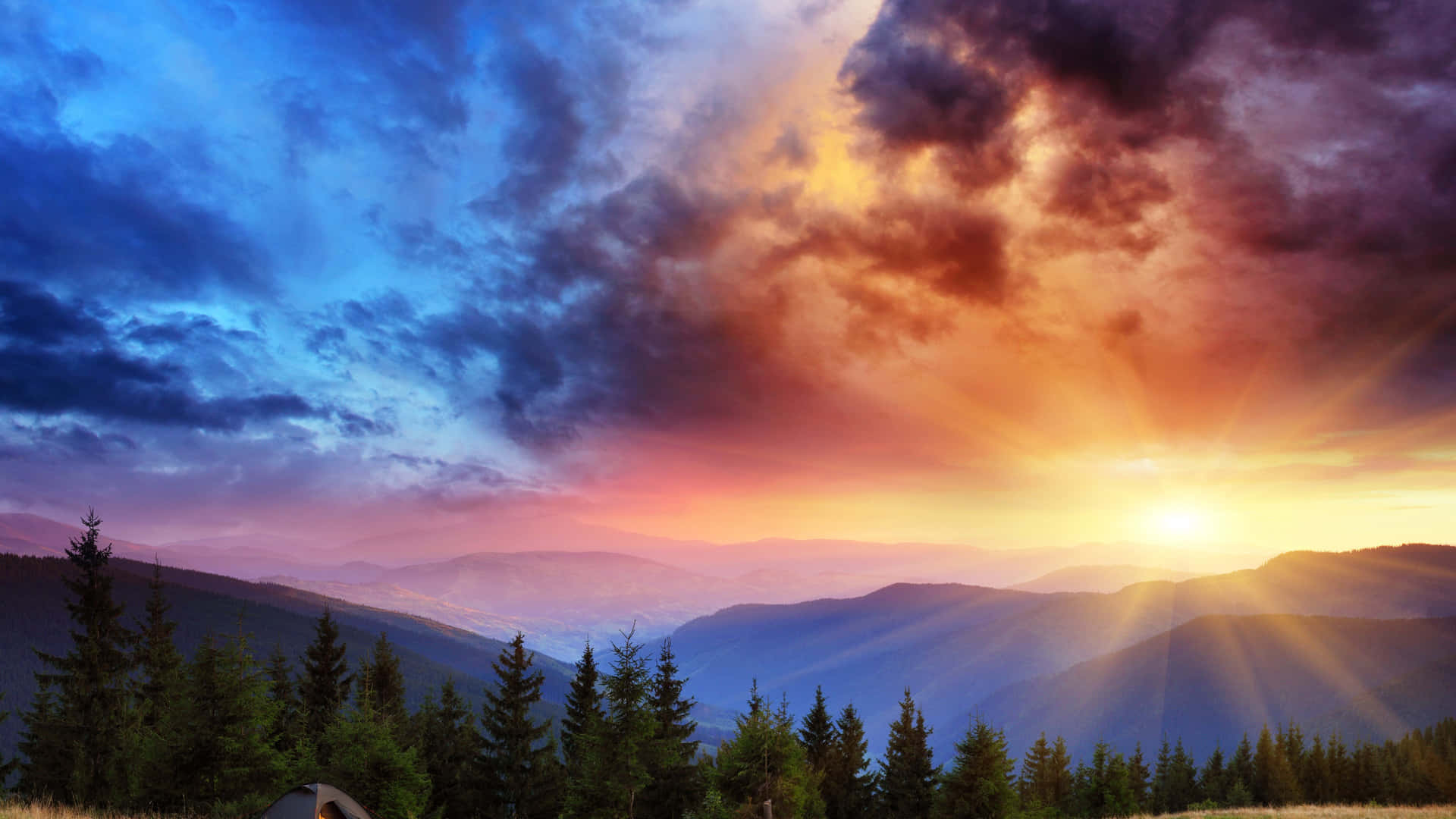 Covered Mountain With Sun Rise Background