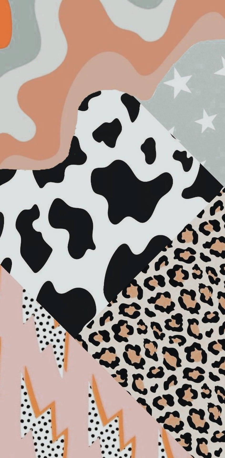 Cow Print Pattern Collage Background