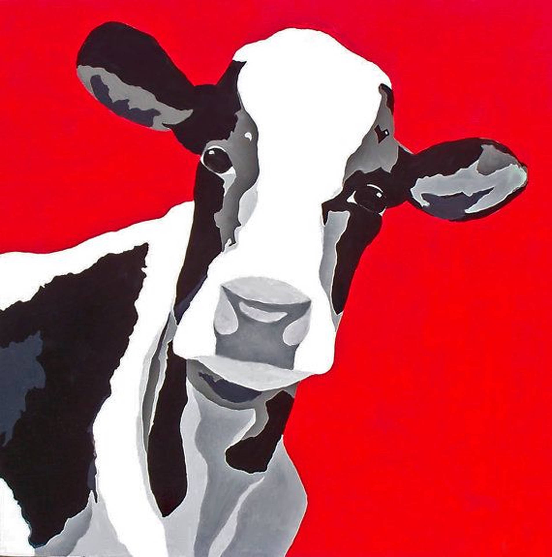 Cow Print Red Painting Background