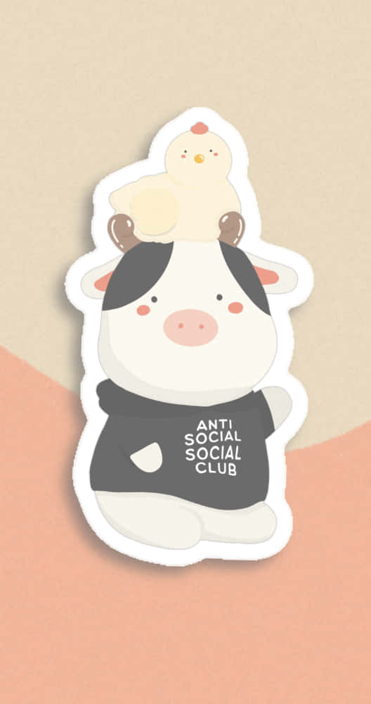 Cow Wearing Anti Social Club Iphone Background