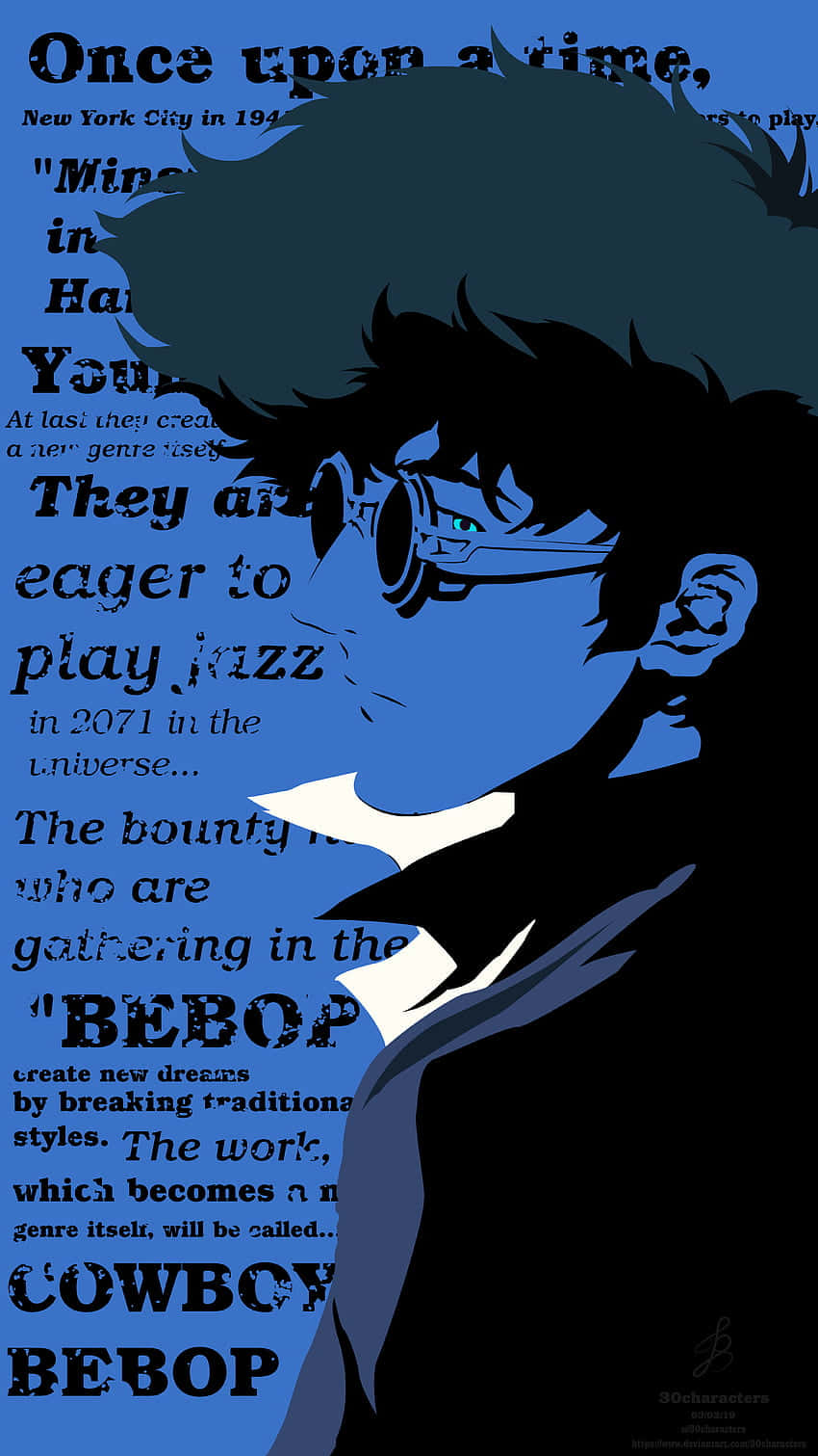 Cowboy_ Bebop_ Blue_ Silhouette Background