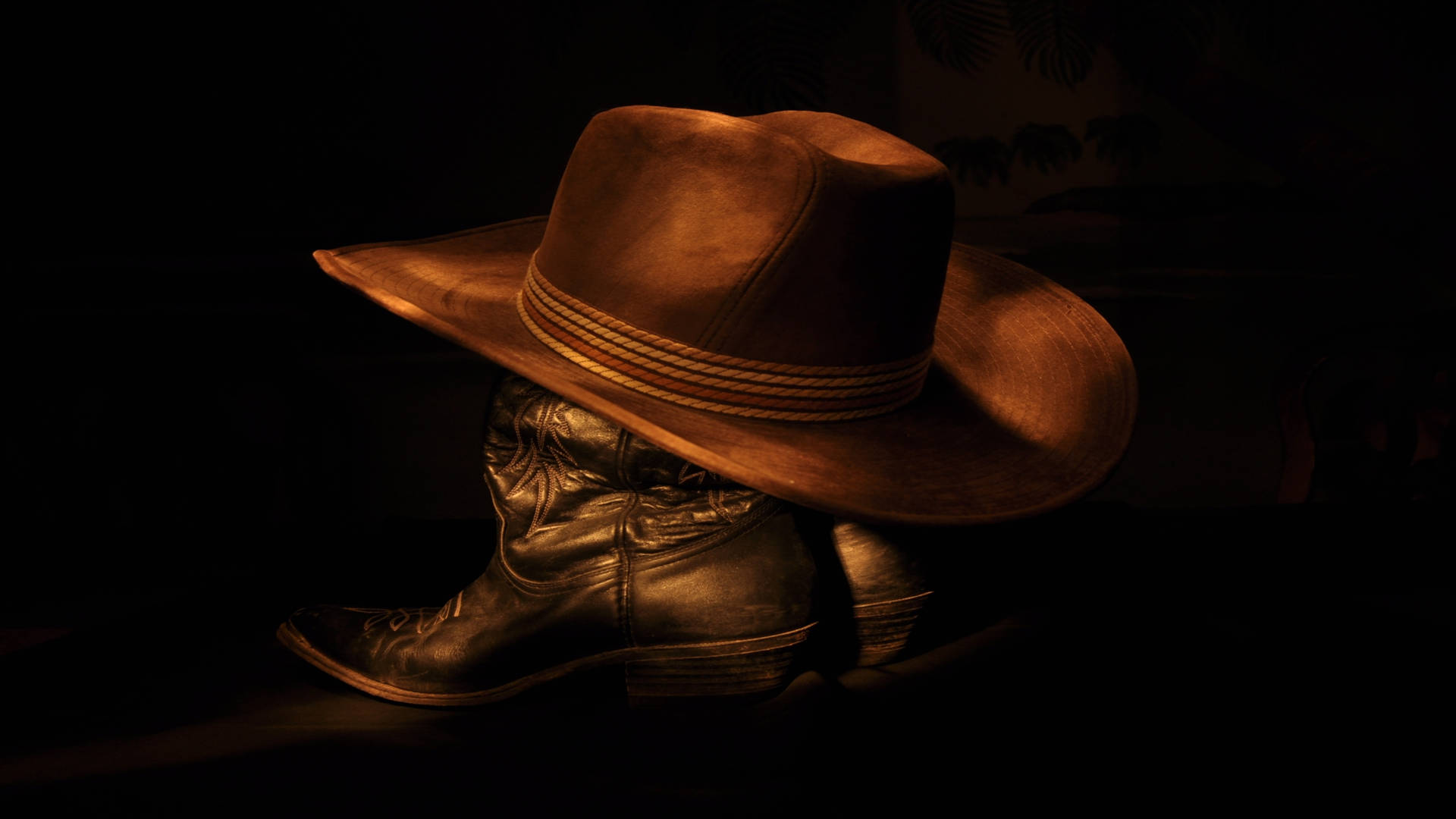 Cowboy Hat And Boots Aesthetic Background