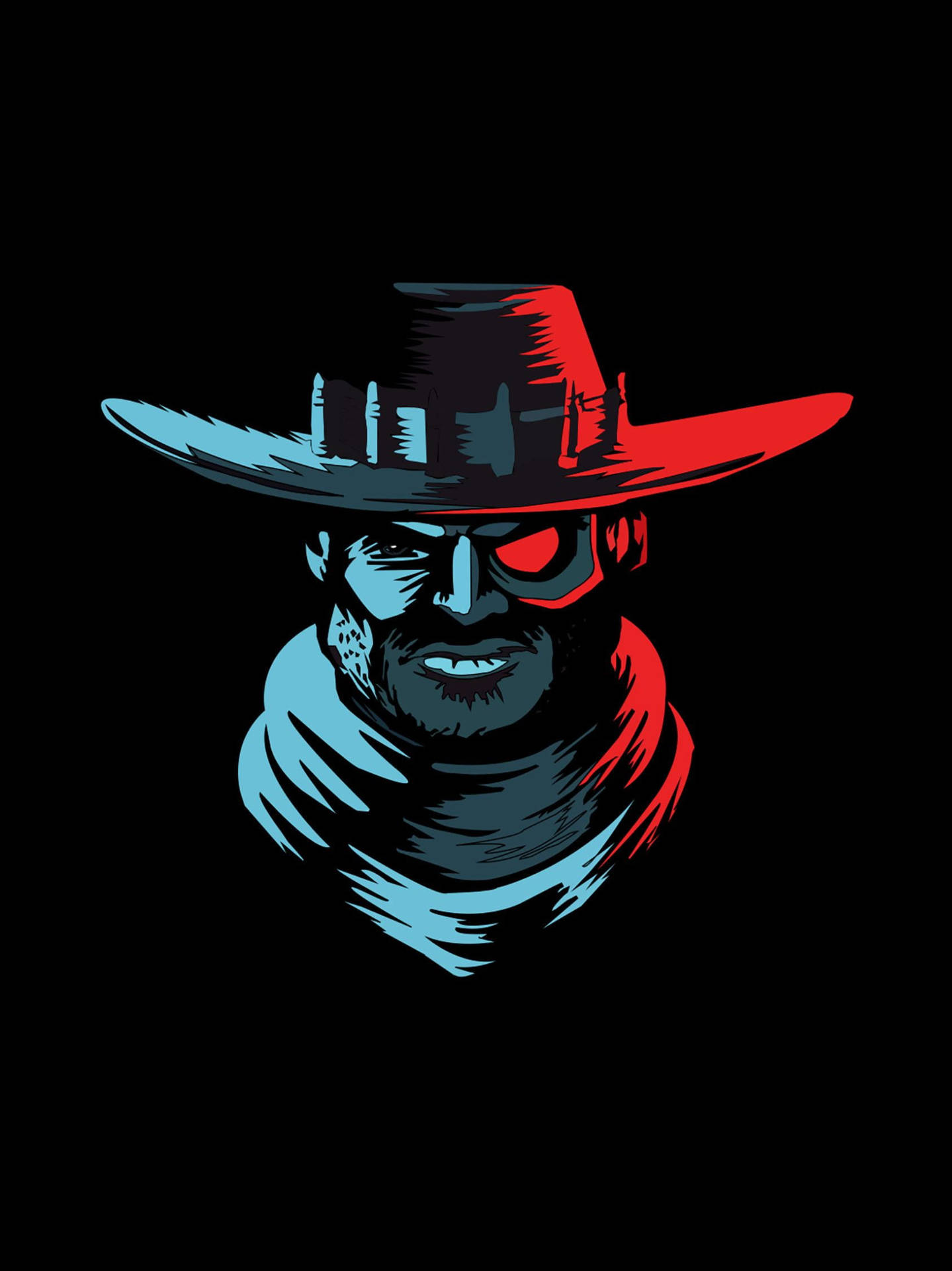 Cowboy Head Vector Art Background