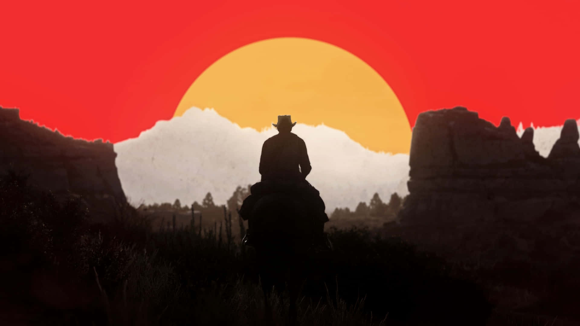 Cowboy Silhouette Sunset R D R2 Background