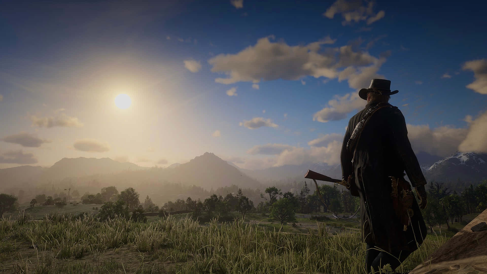 Cowboy Sunset Overlook Background