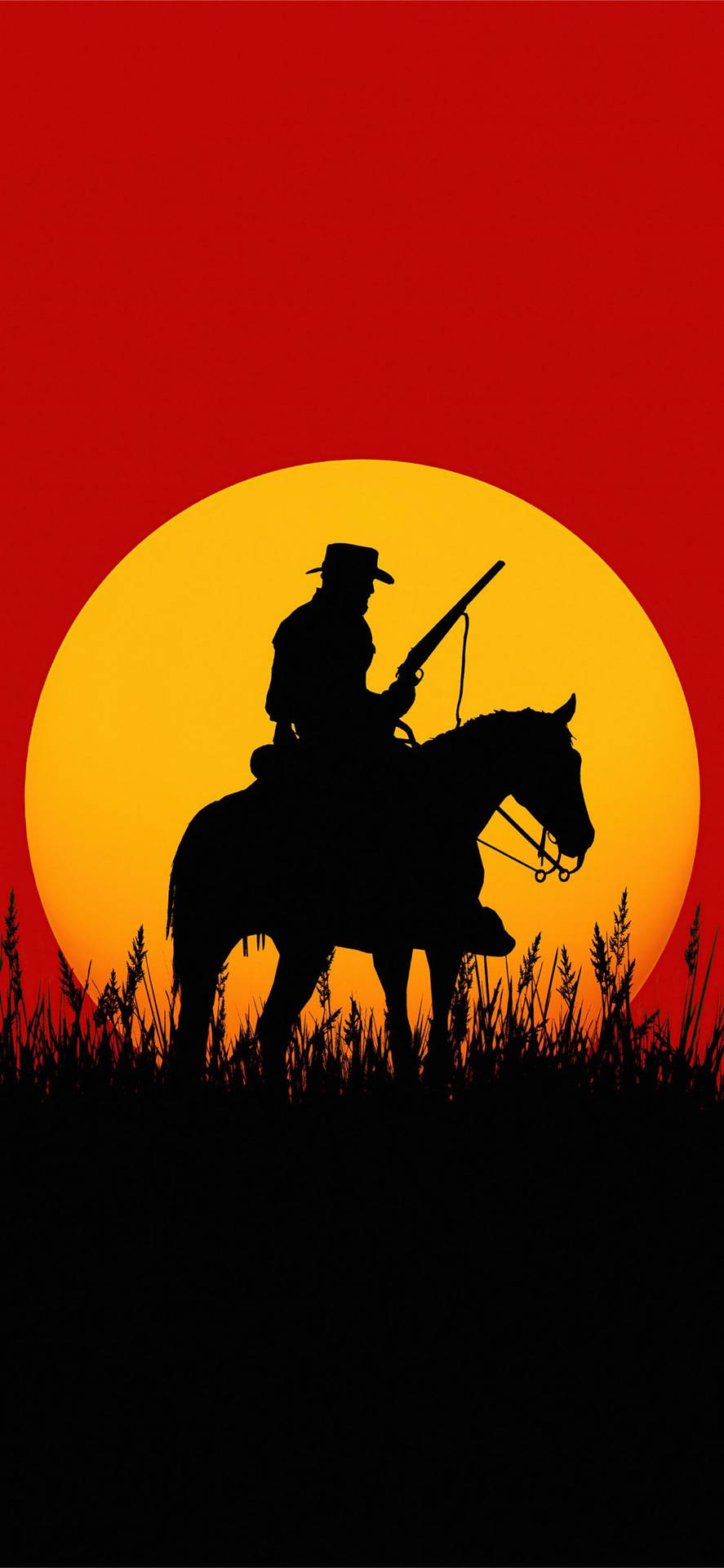 Cowboy Sunset Silhouette Art Background