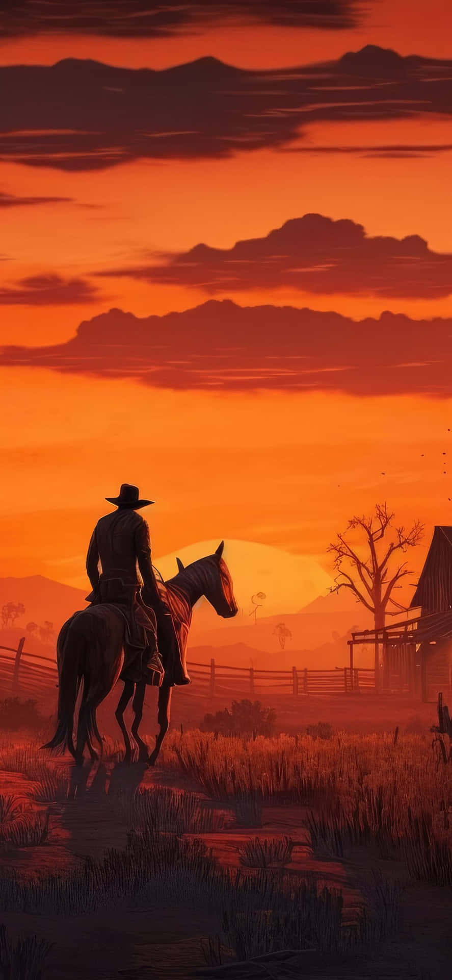 Cowboy Sunset Silhouette