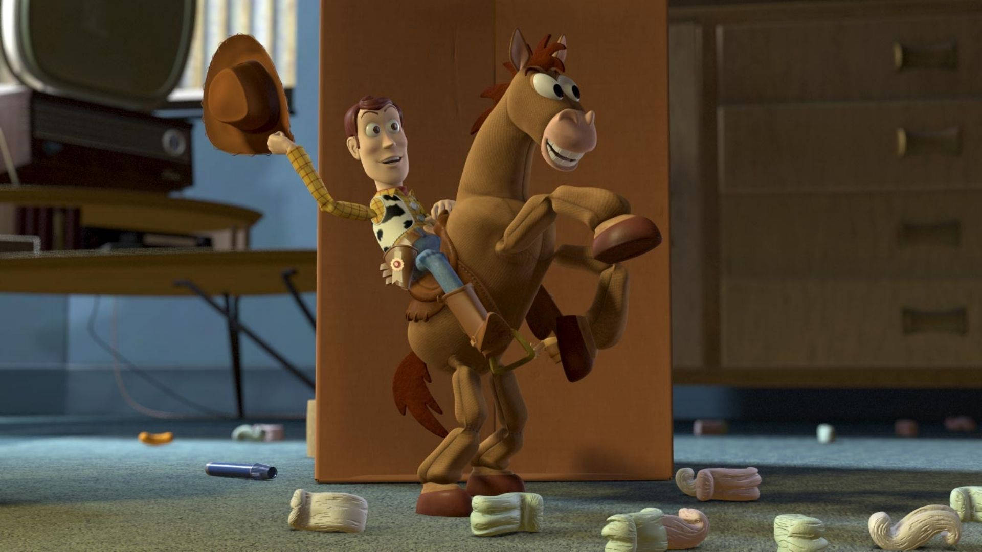 Cowboying Woody On Bullseye Toy Story Background