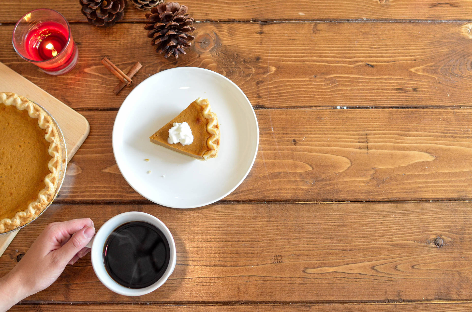 Cozy Autumn Coffee And Pie Background