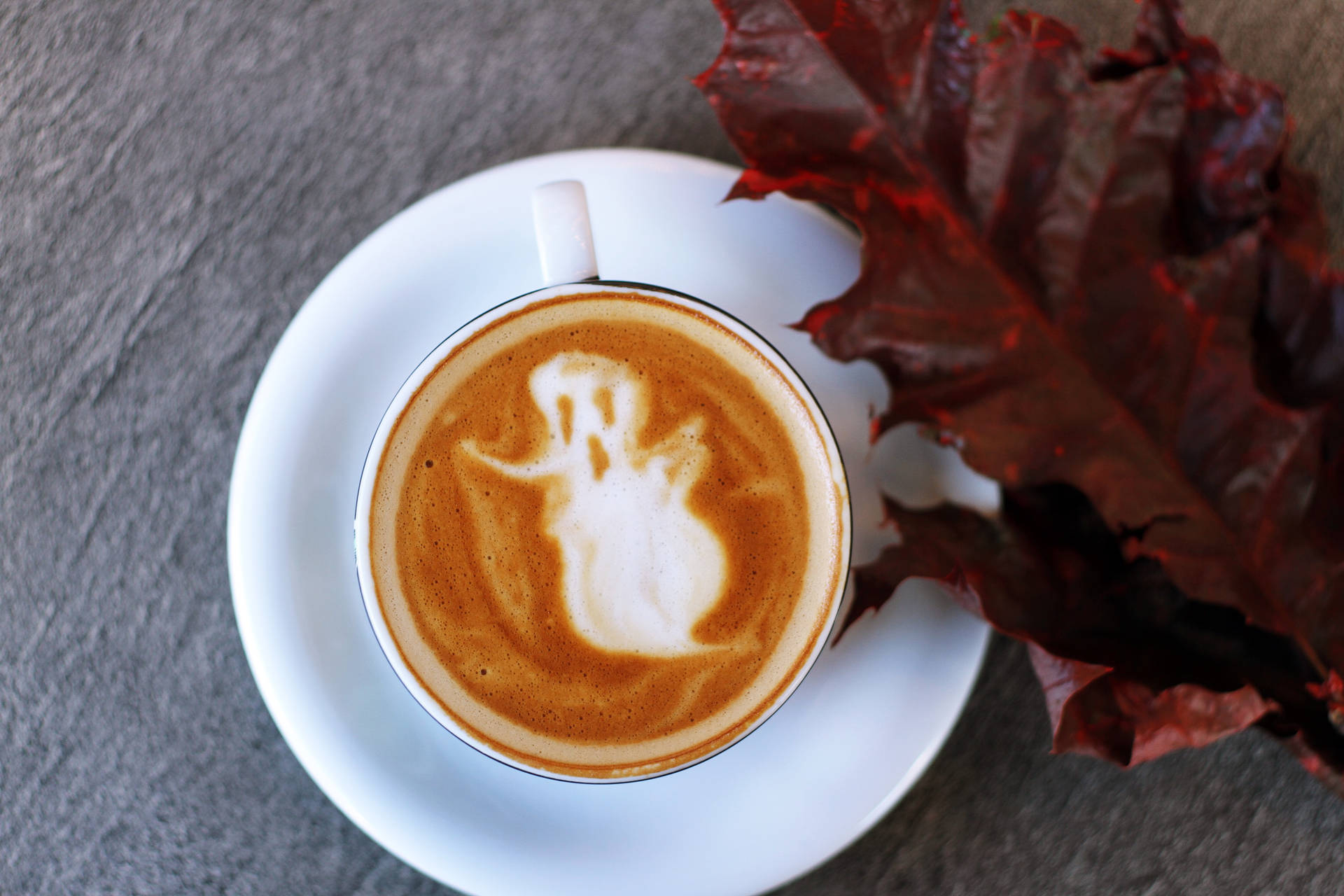 Cozy Autumn Coffee Ghost Background