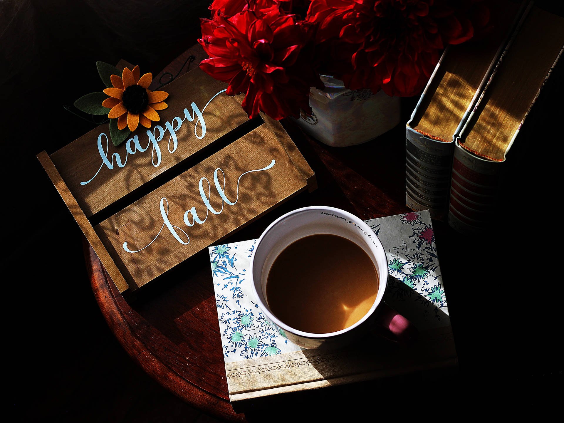 Cozy Autumn Happy Fall Sign Background