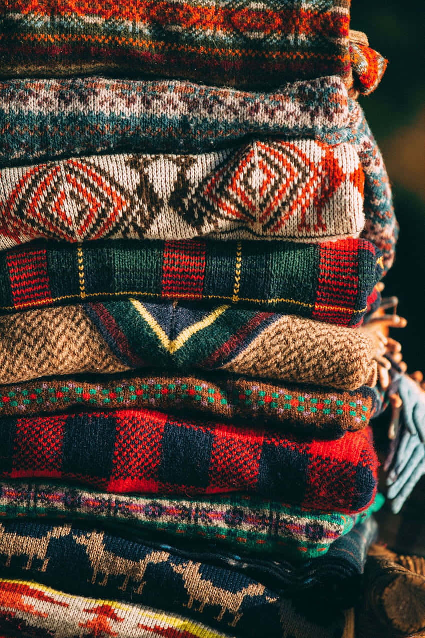 Cozy Autumn Knitted Sweaters Background