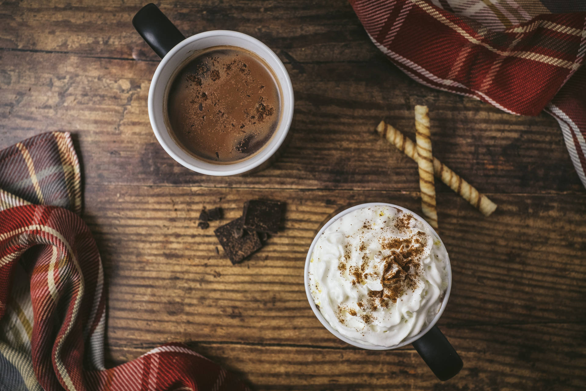 Cozy Autumn Pretzels And Hot Chocolate Background