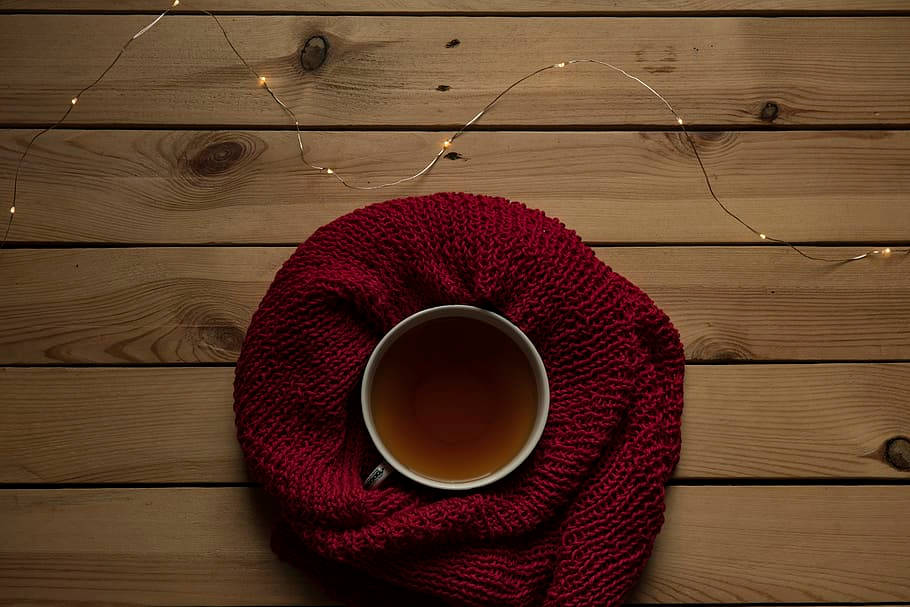 Cozy Autumn Red Knit Background