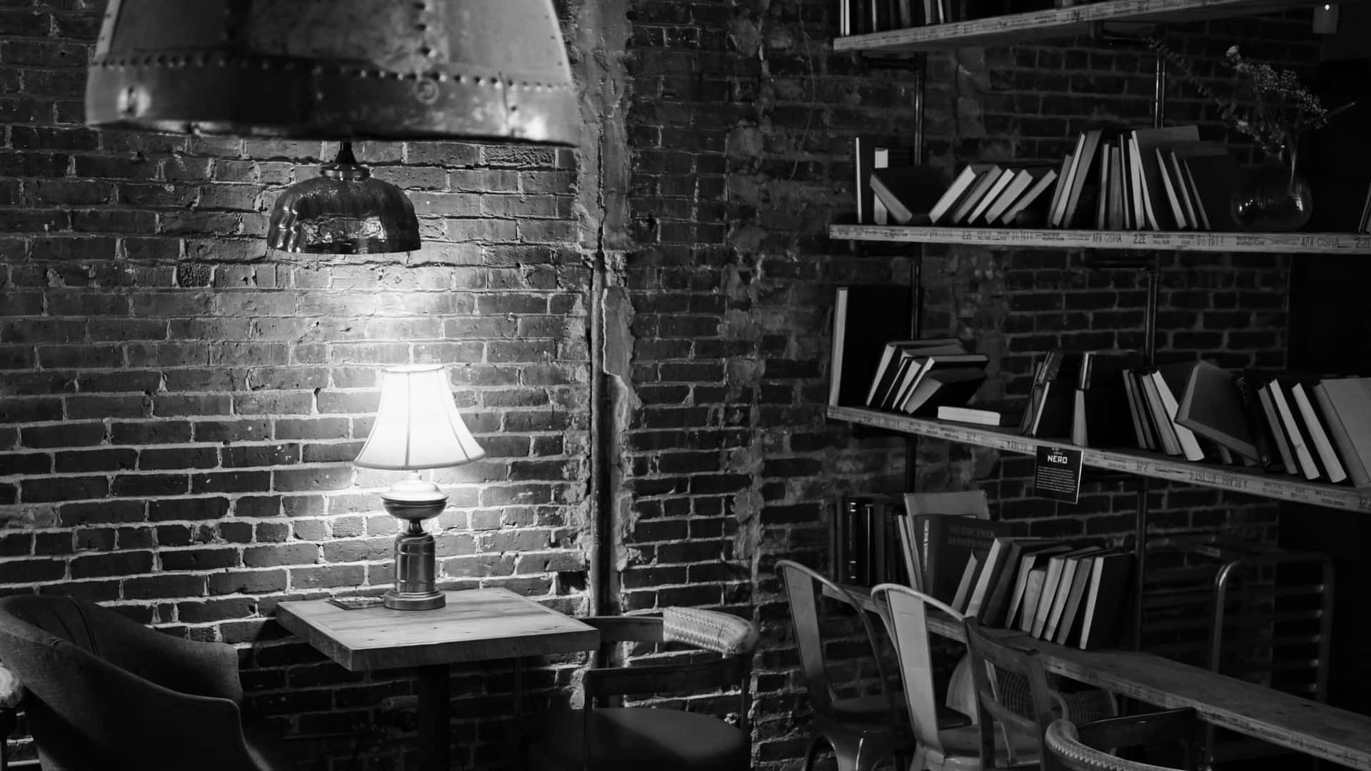 Cozy Brick Wall Reading Nook4 K B W Background