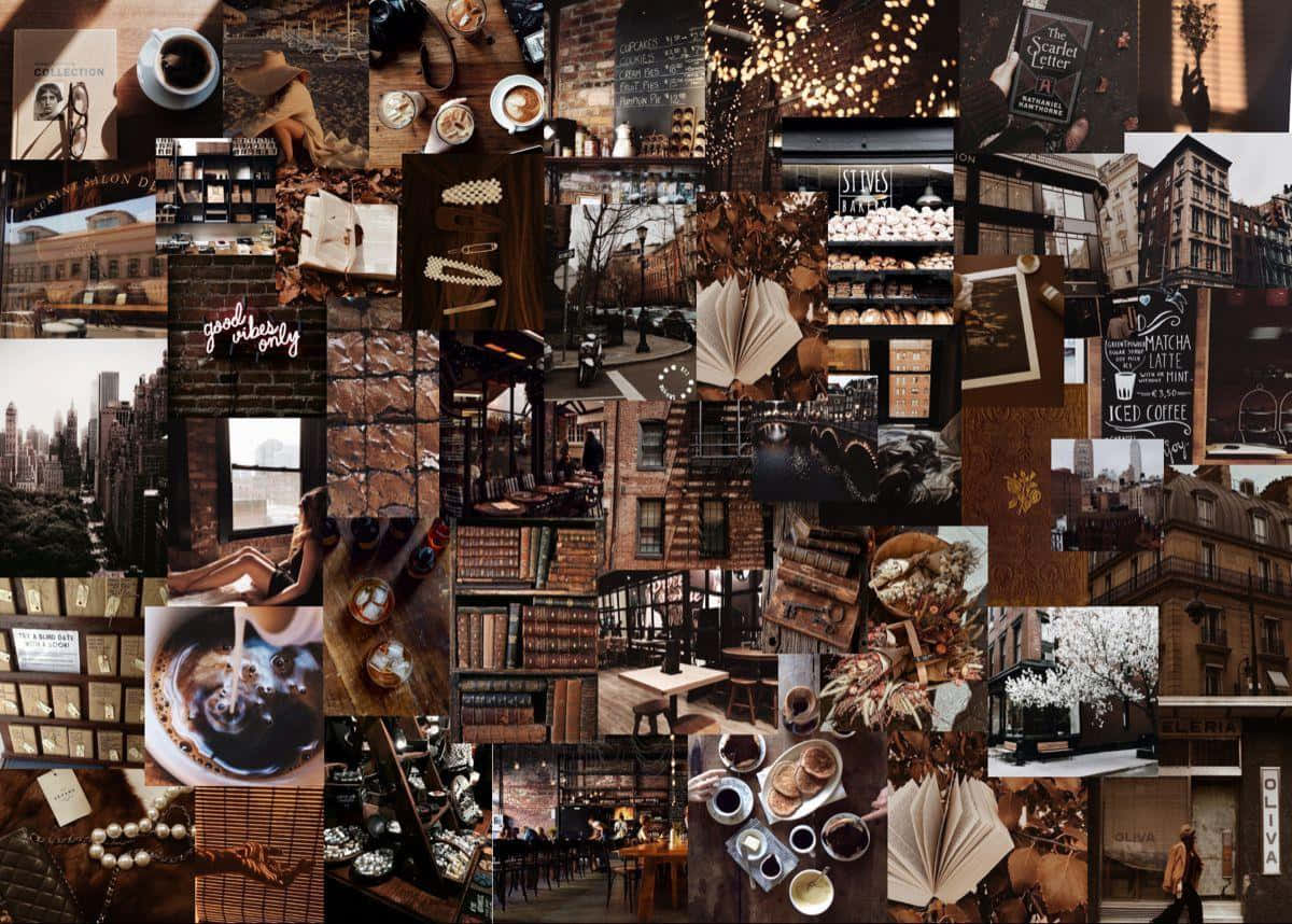 Cozy Brown Aesthetic Collage Background