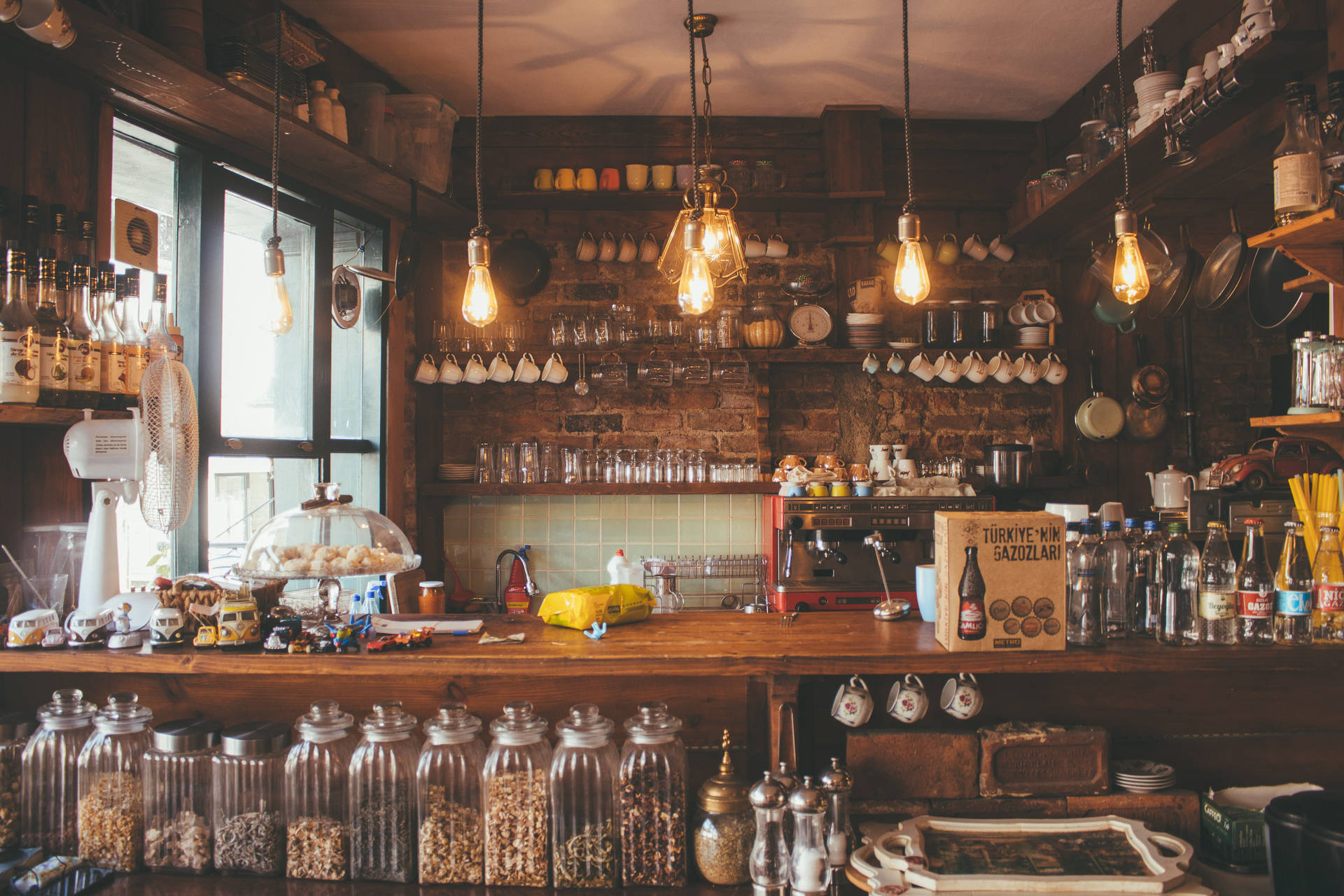 Cozy Brown Coffee Shop Interior Background