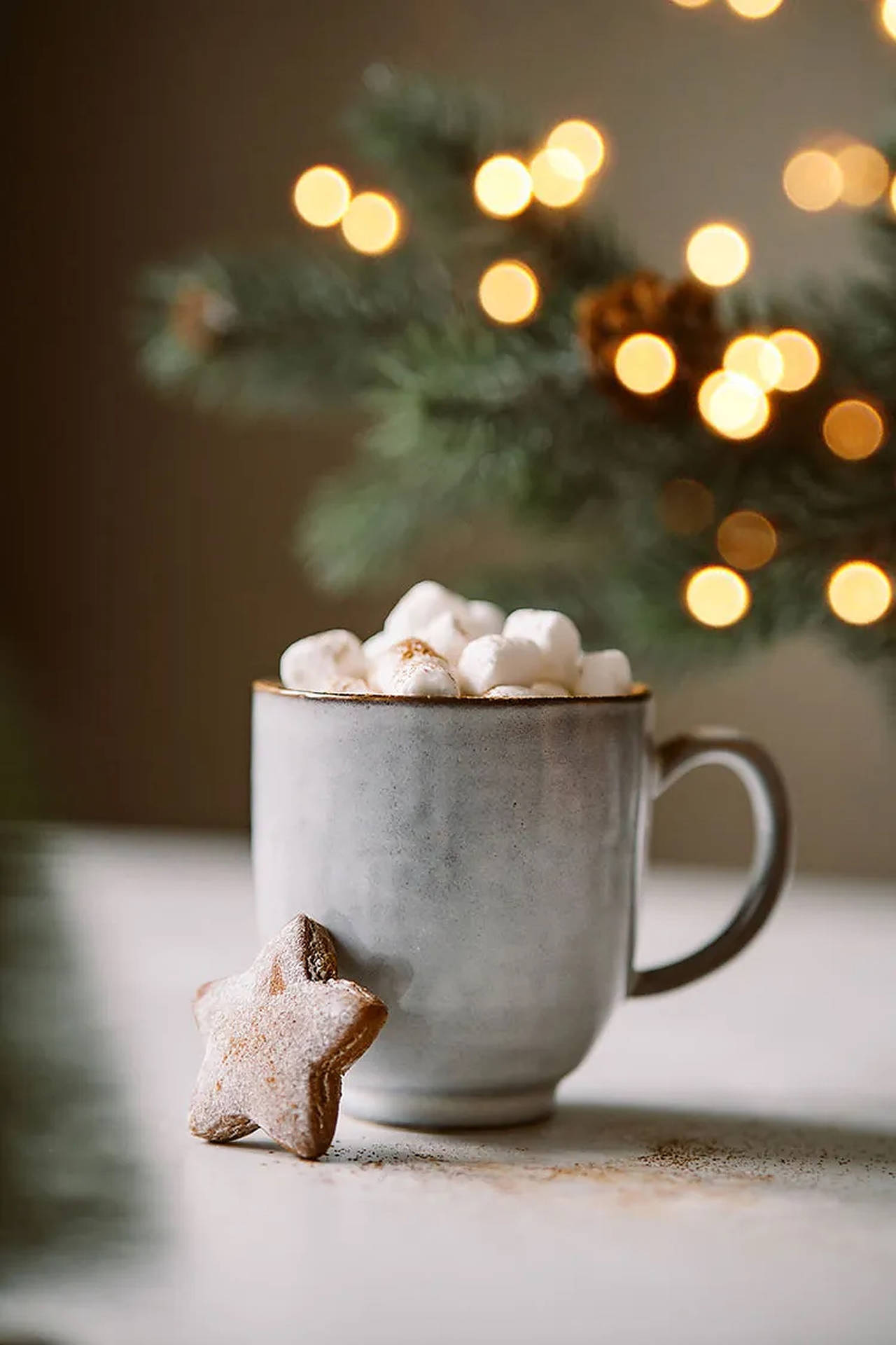 Cozy Christmas Aesthetic Choco Cup Background