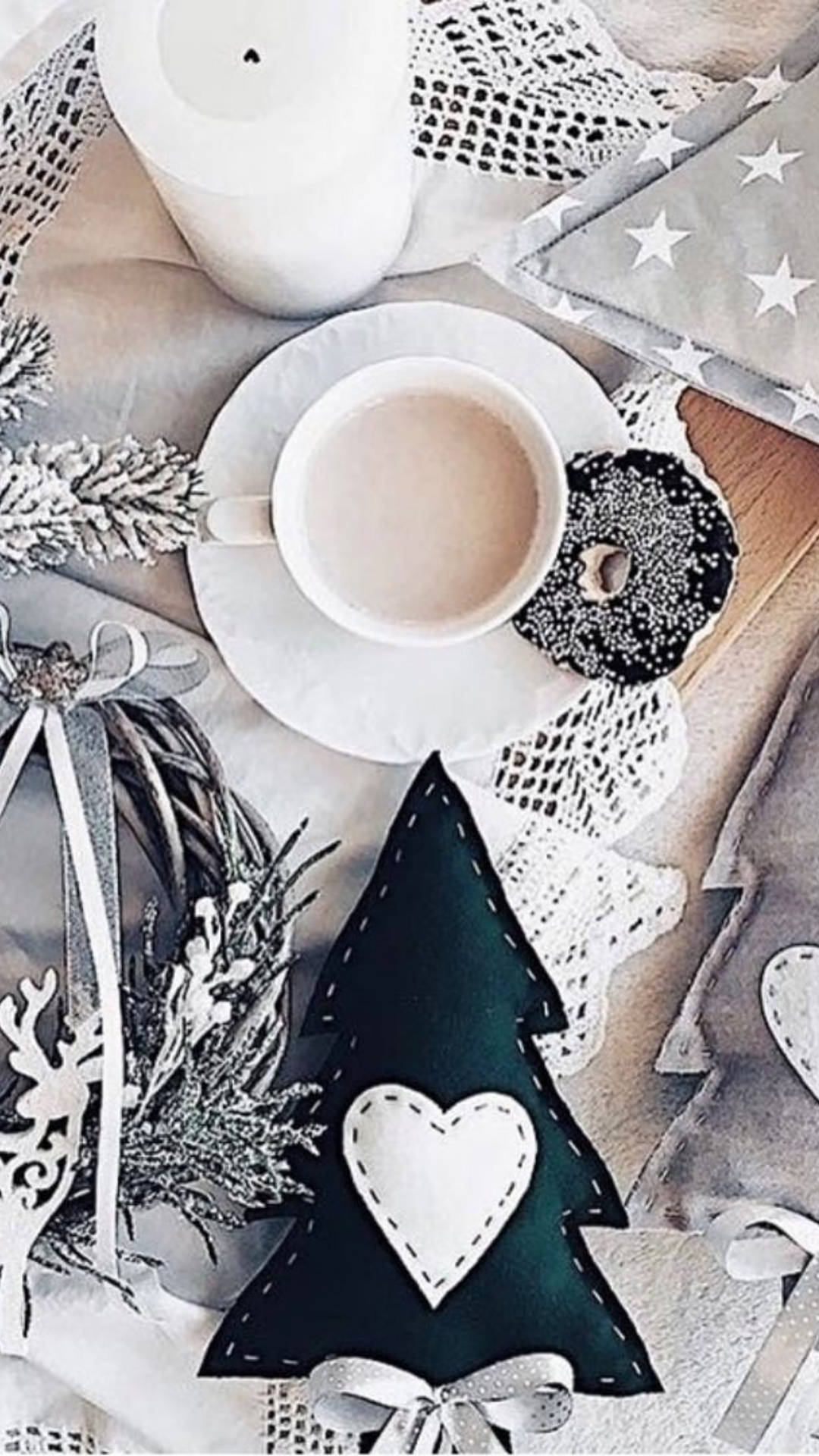Cozy Christmas Aesthetic Coffee Background
