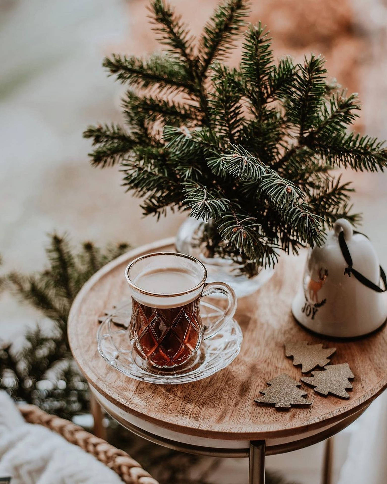 Cozy Christmas Aesthetic Hot Tea Background