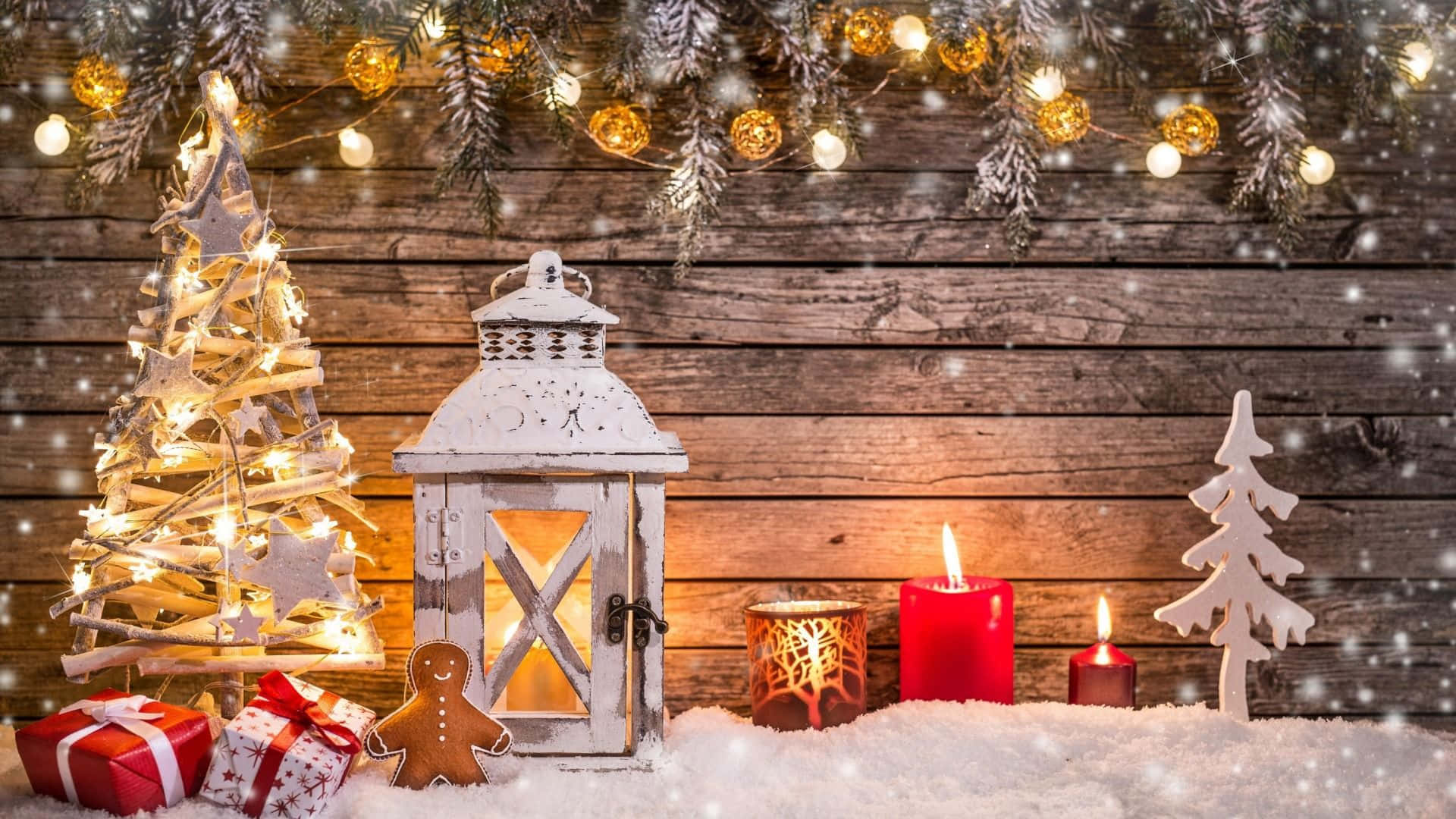 Cozy Christmas Decorations And Lights Background