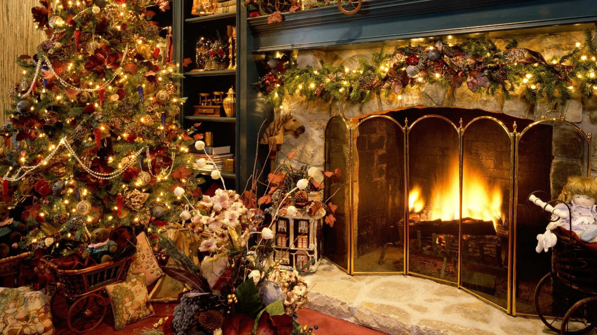 Cozy Christmas Fireplace Decorations.jpg Background