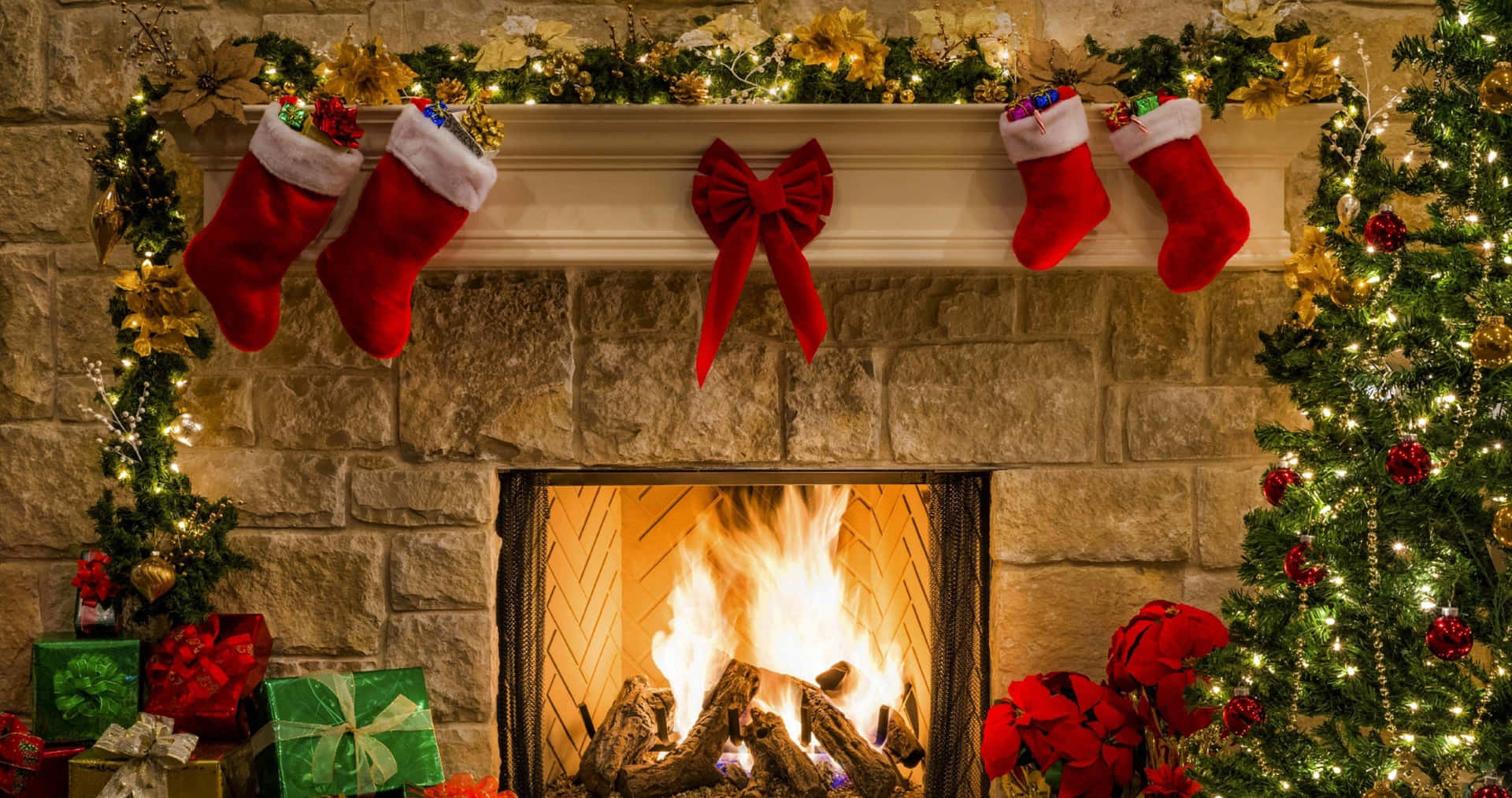 Cozy Christmas Fireplace Decorations.jpg Background