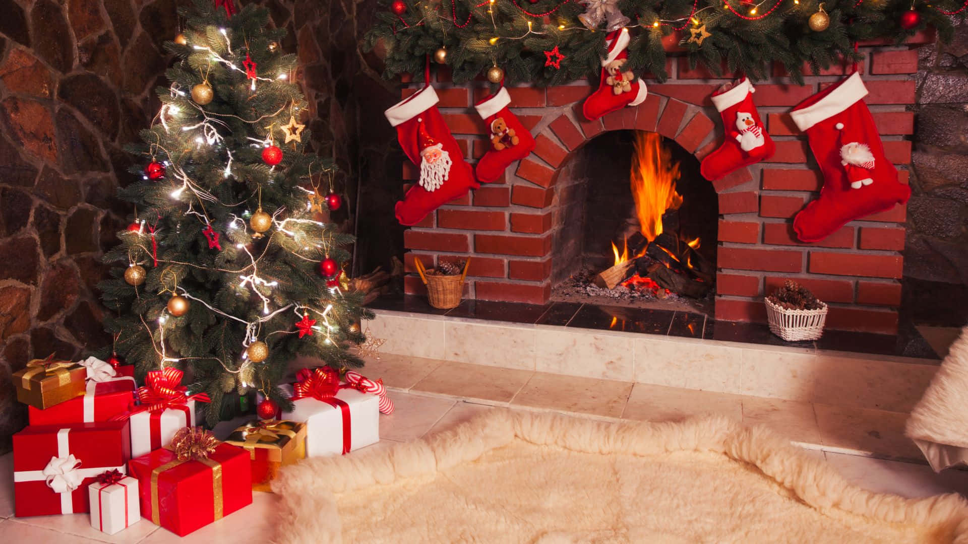 Cozy Christmas Fireplace Decorations.jpg Background