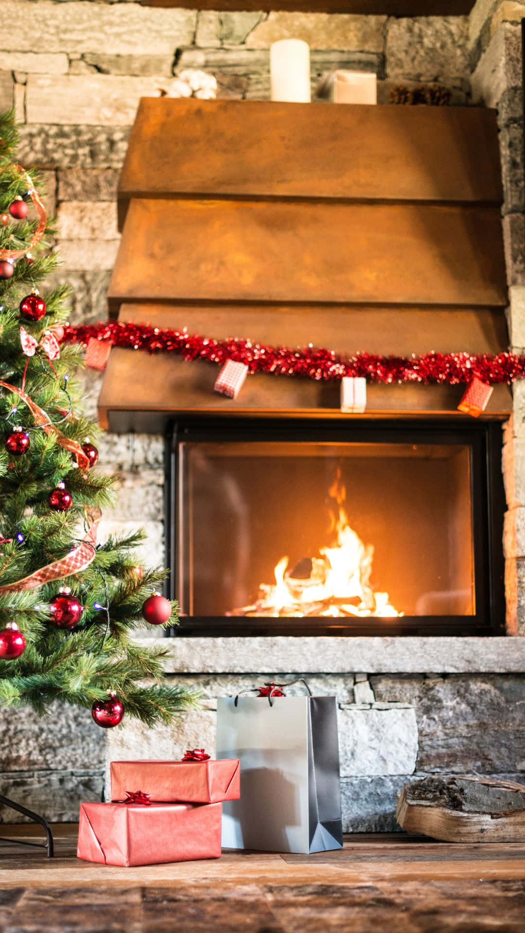 Cozy Christmas Fireplace With Gifts.jpg Background