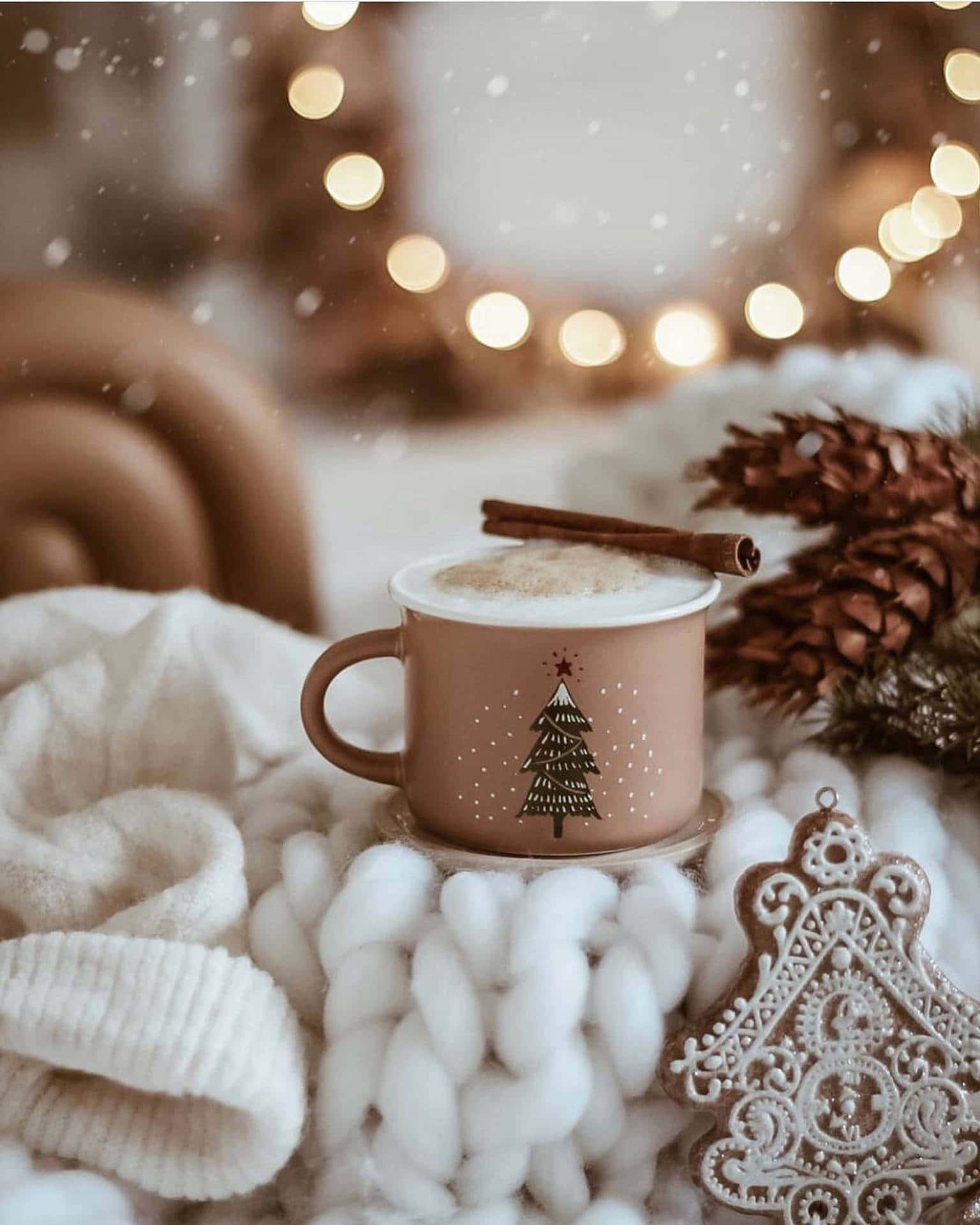 Cozy Christmas Hot Chocolate Background