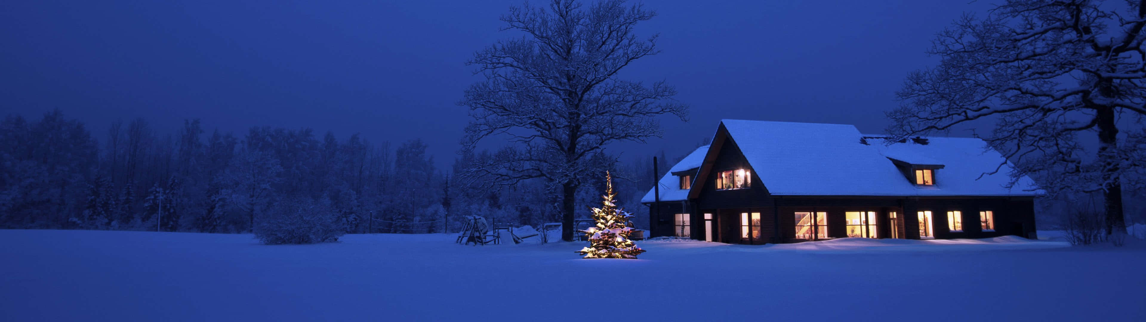 Cozy Christmas Open Snowy Field Background