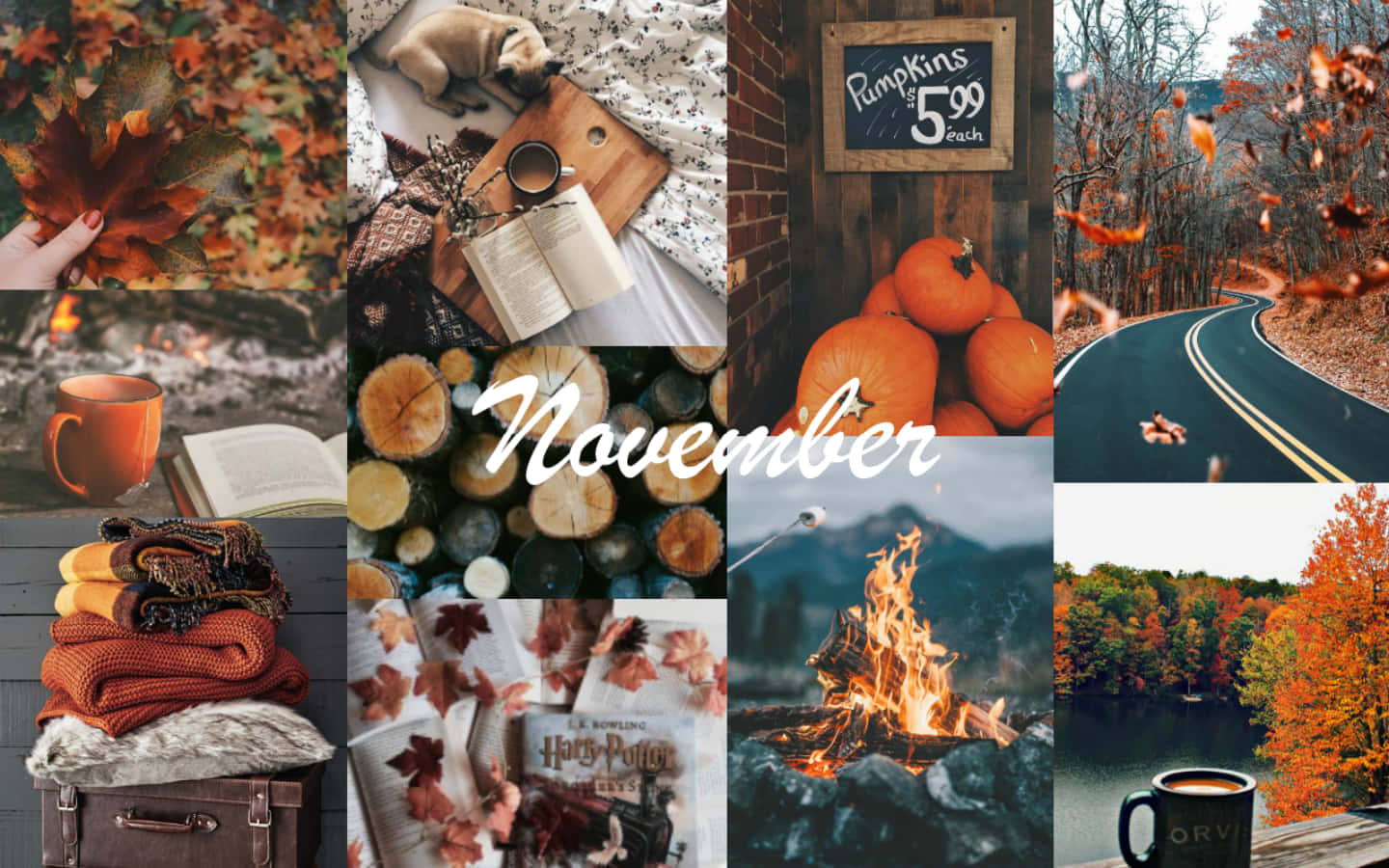 Cozy Fall Desktop Aesthetic November Background