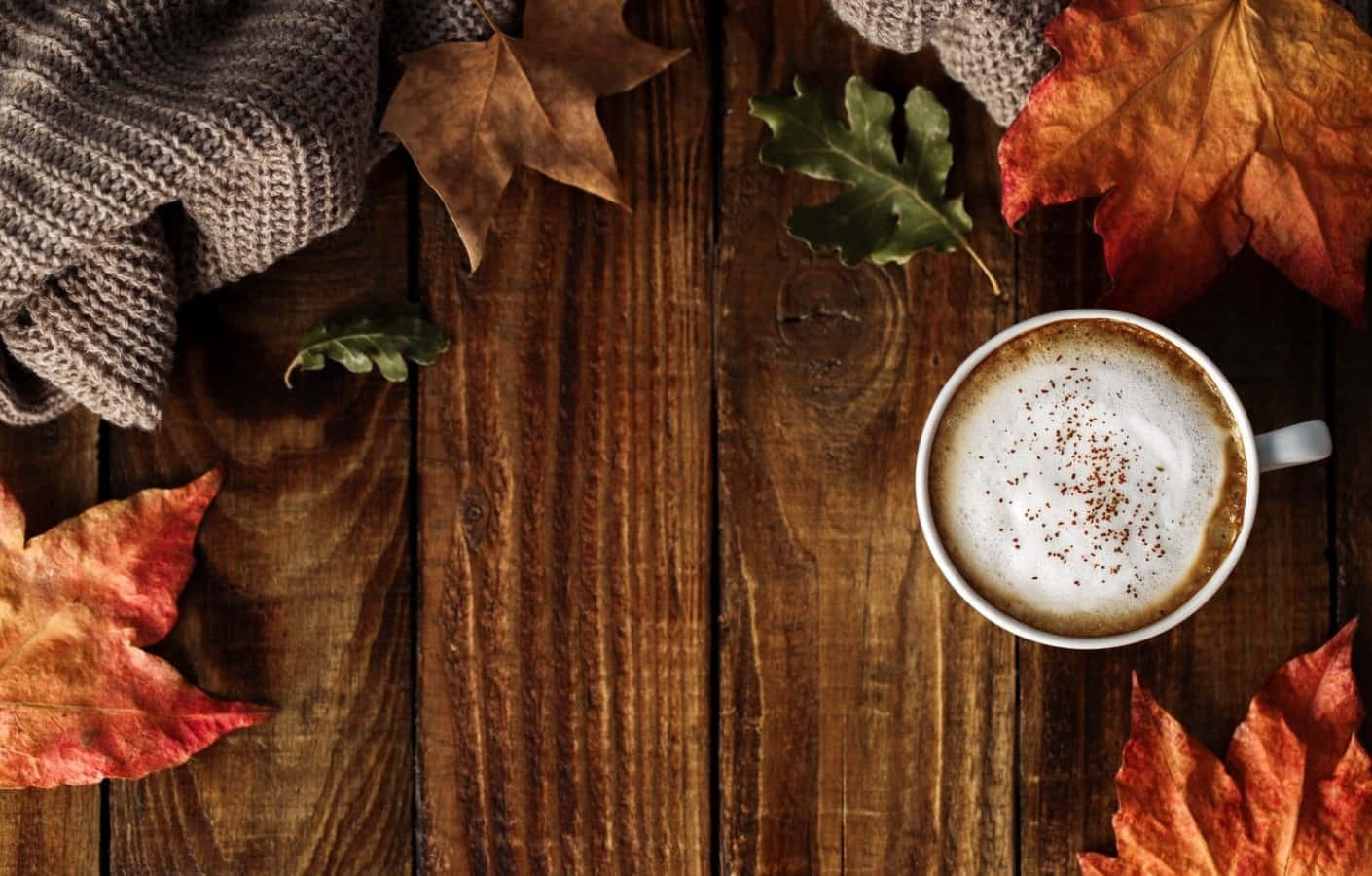 Cozy Fall Desktop Coffee And Scarf Background