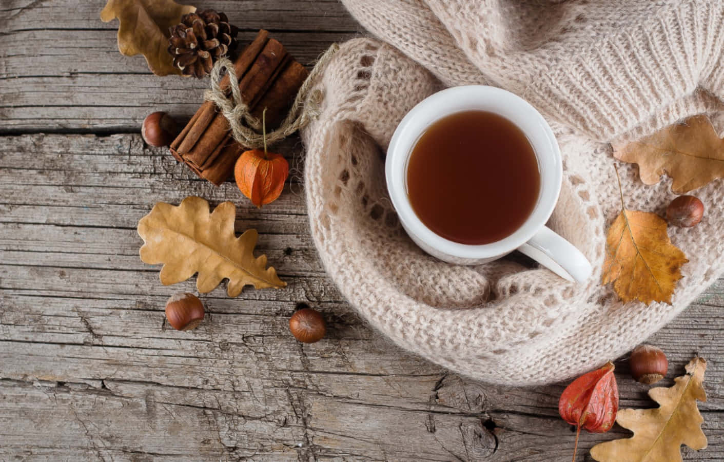 Cozy Fall Desktop Cup Of Coffee Background