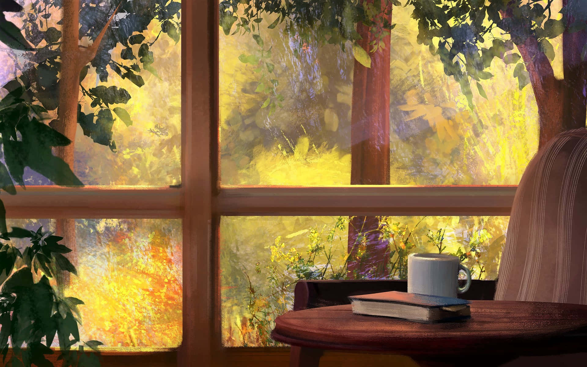 Cozy Reading Nook Sunlit Window Background