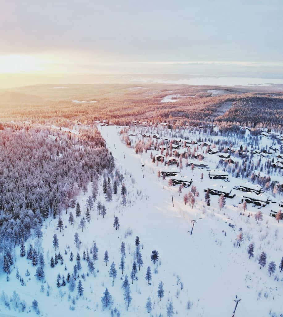 Cozy Winter Aesthetic Aerial Photography Of Beautiful Sunrise