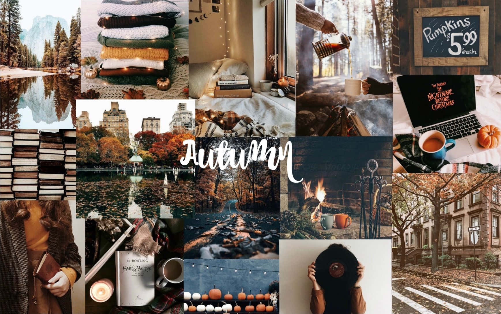 Cozy Winter Aesthetic Collage Background