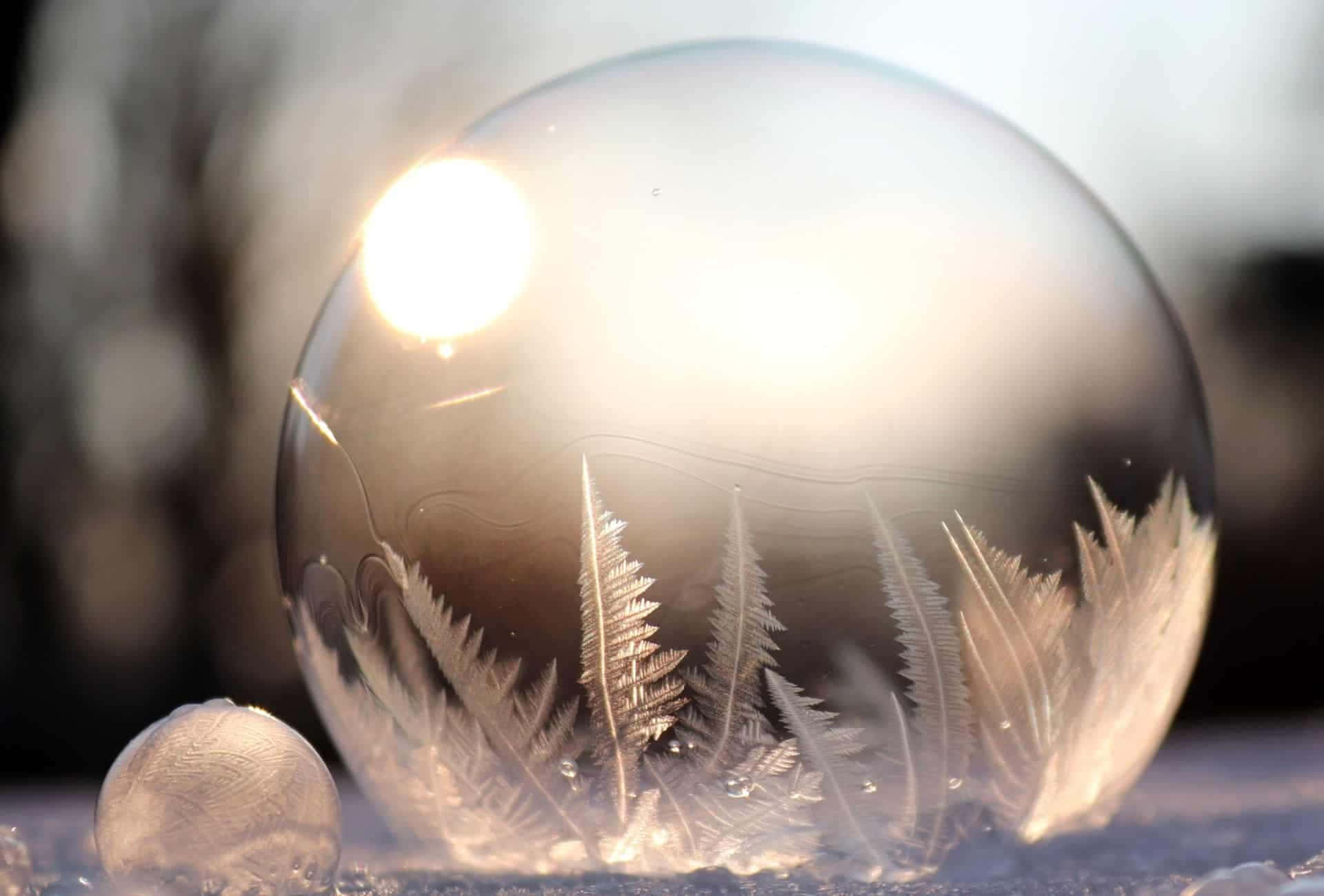 Cozy Winter Aesthetic Snowflakes Frozen Bubble Photography Background