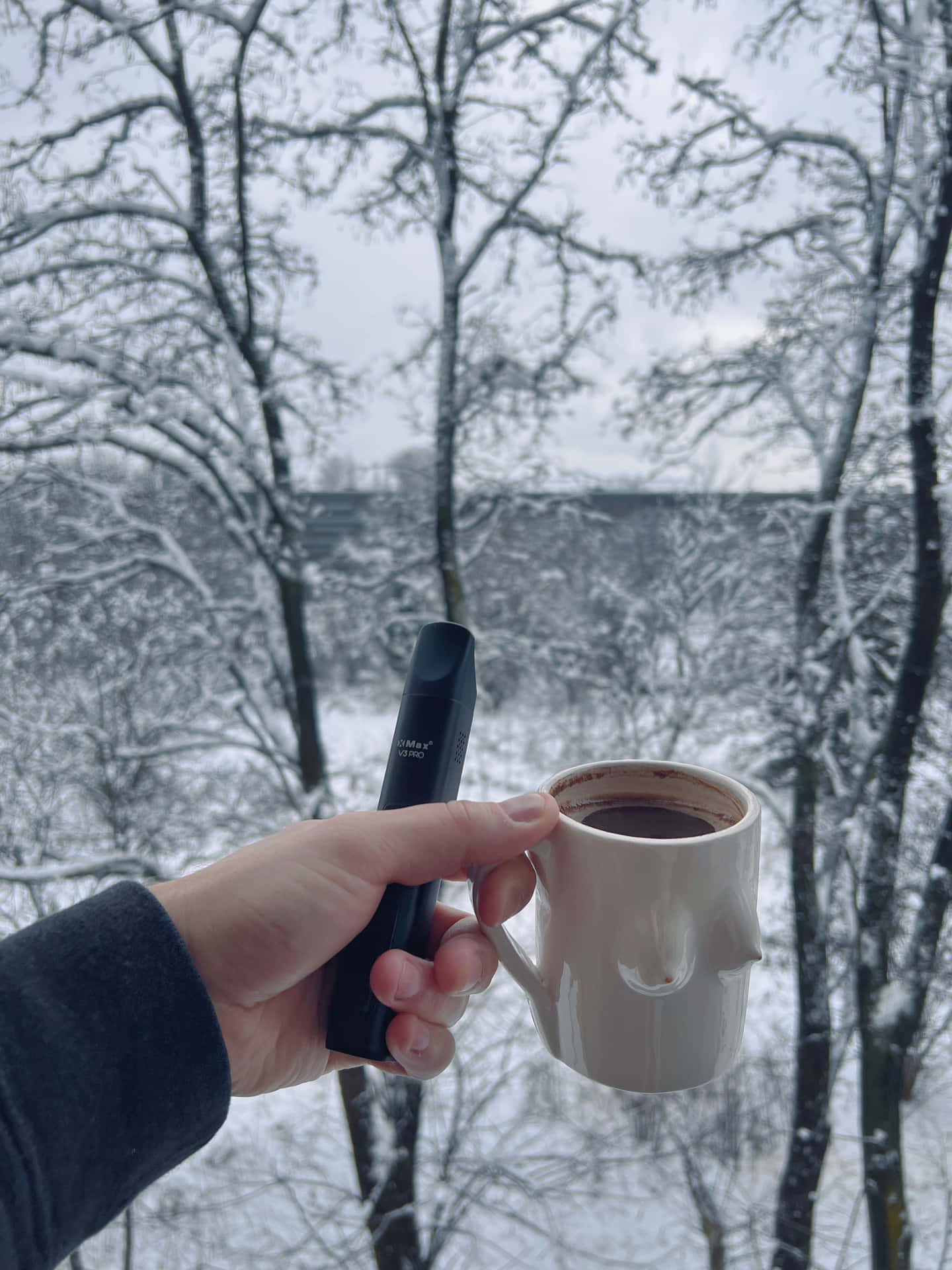Cozy Winter Aesthetic Vaporizer And Hot Coffee Background