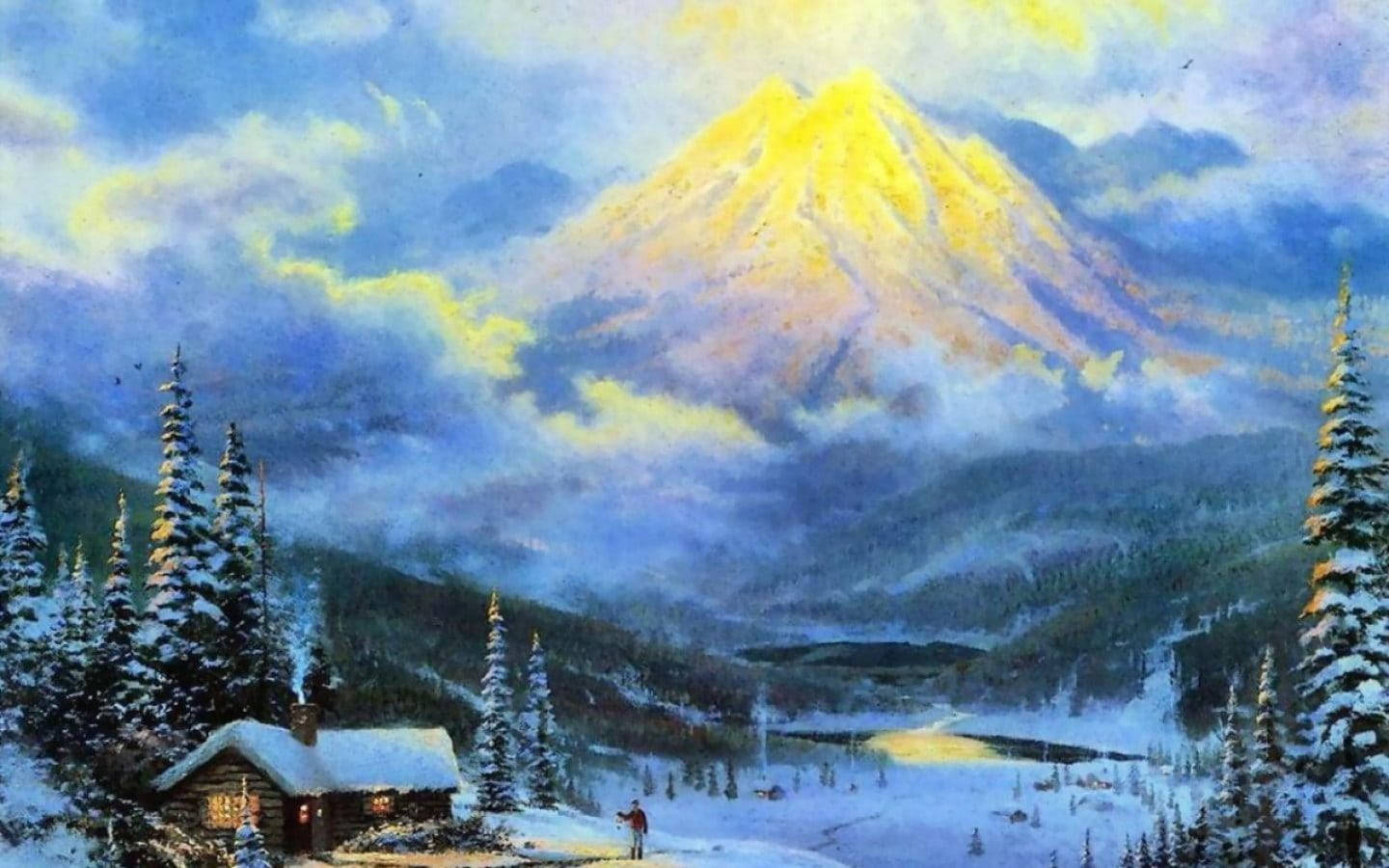 Cozy Winter Day In A Painting Background