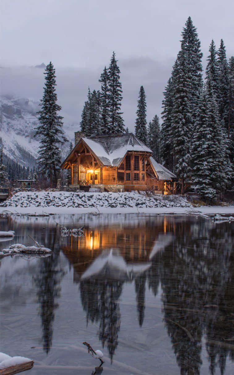 Cozy Winter House Iphone Background