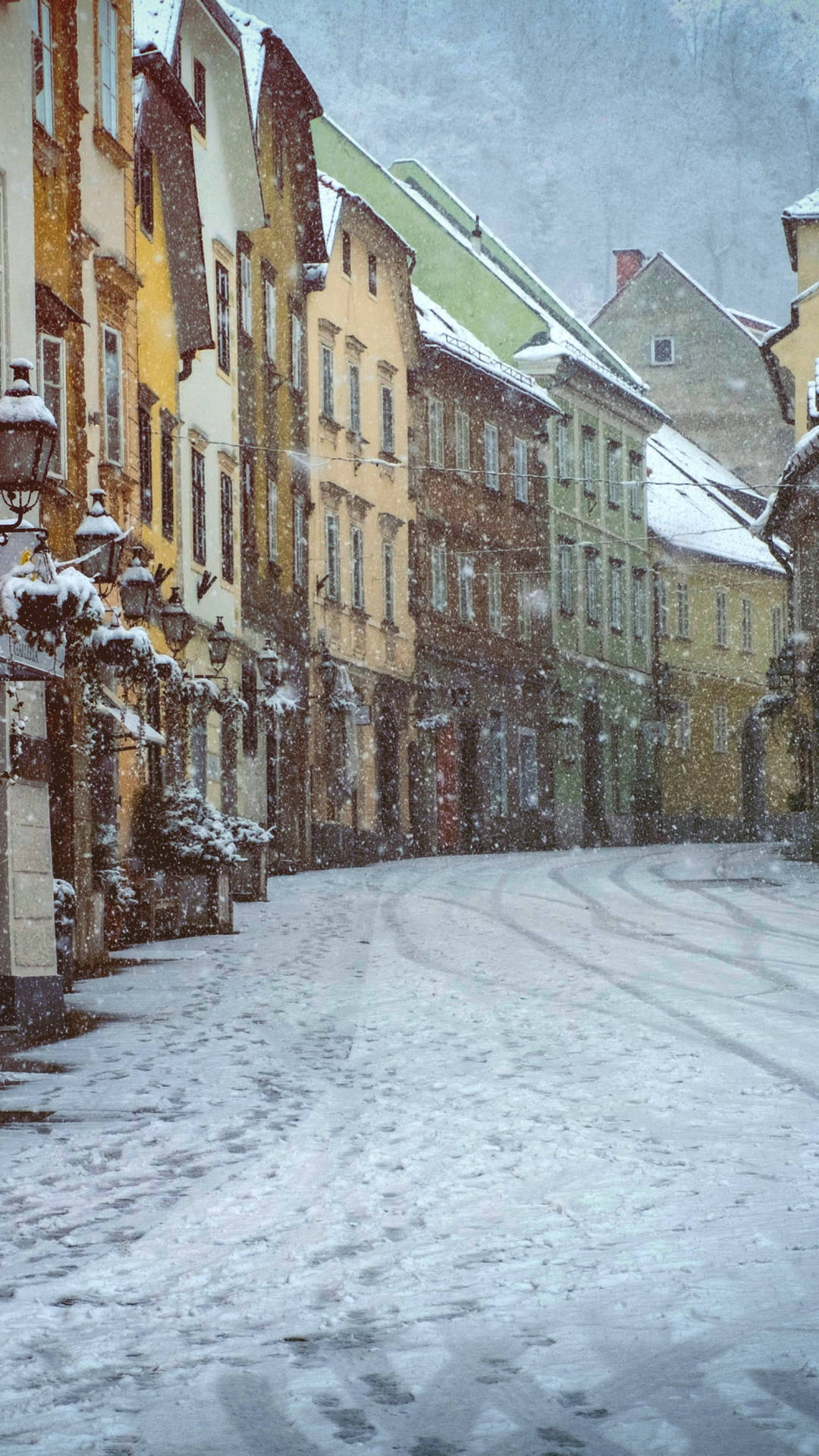 Cozy Winter Houses Lined Up