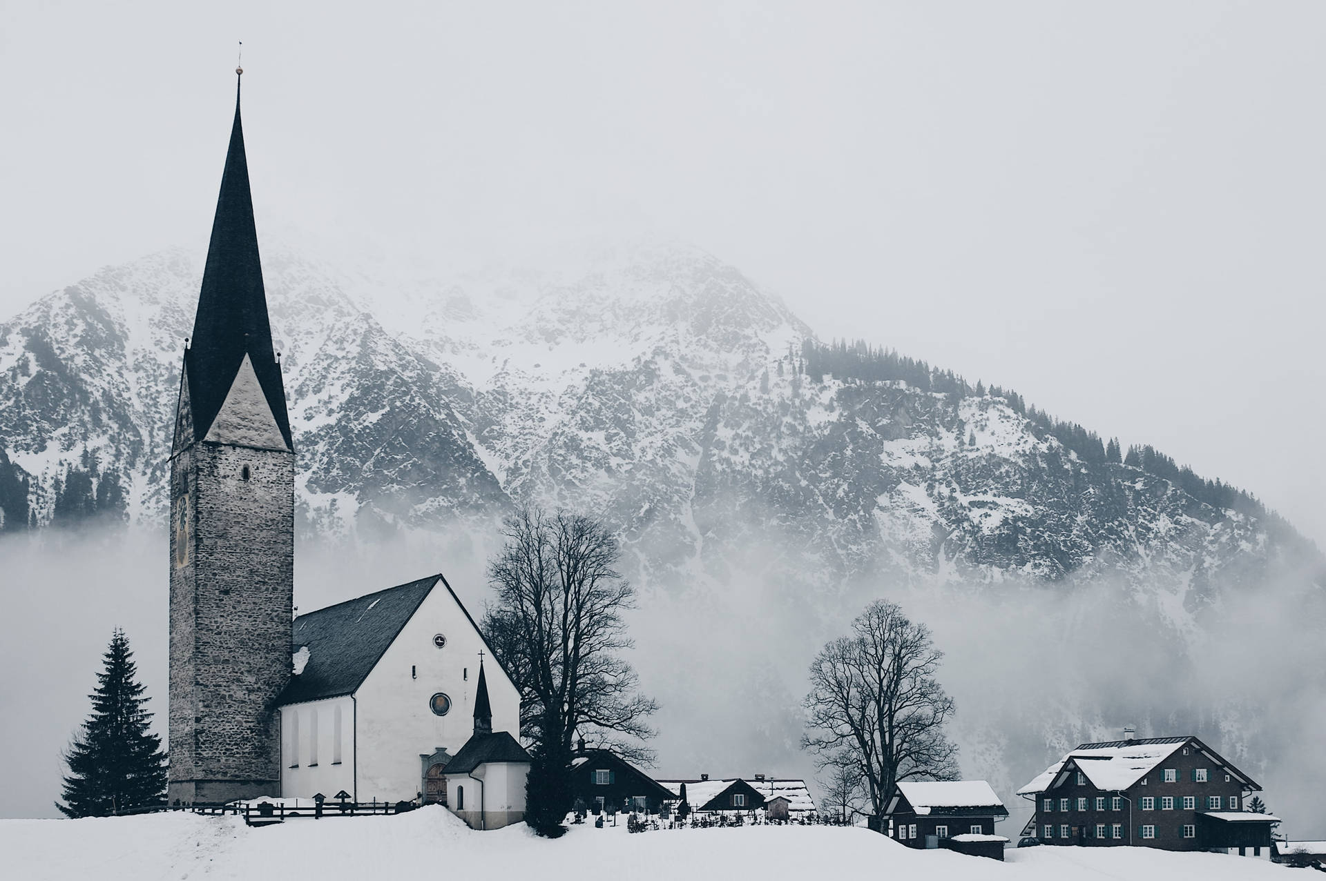 Cozy Winter Small Town Background