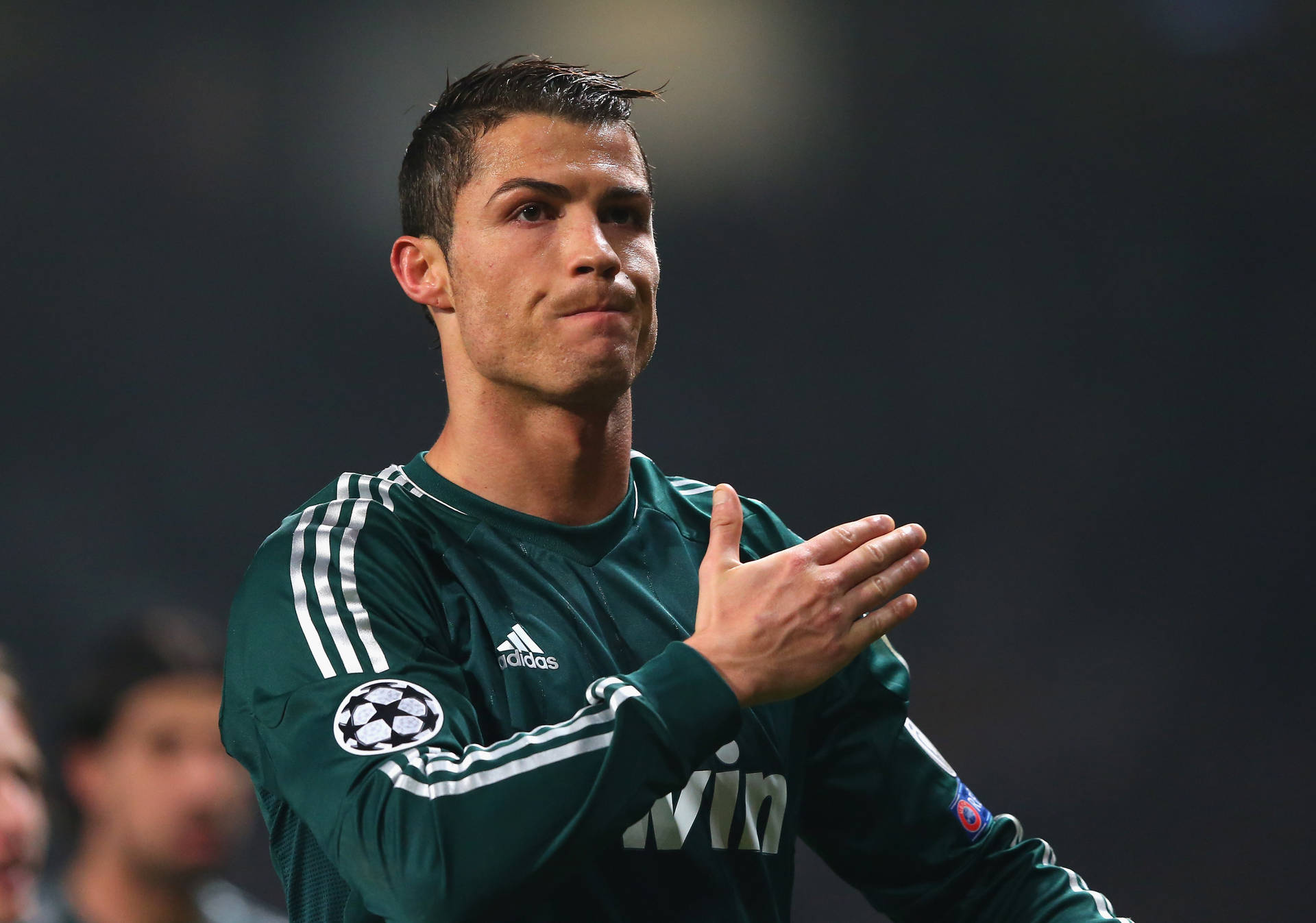 Cr7 Cristiano Ronaldo In Green Uniform Background